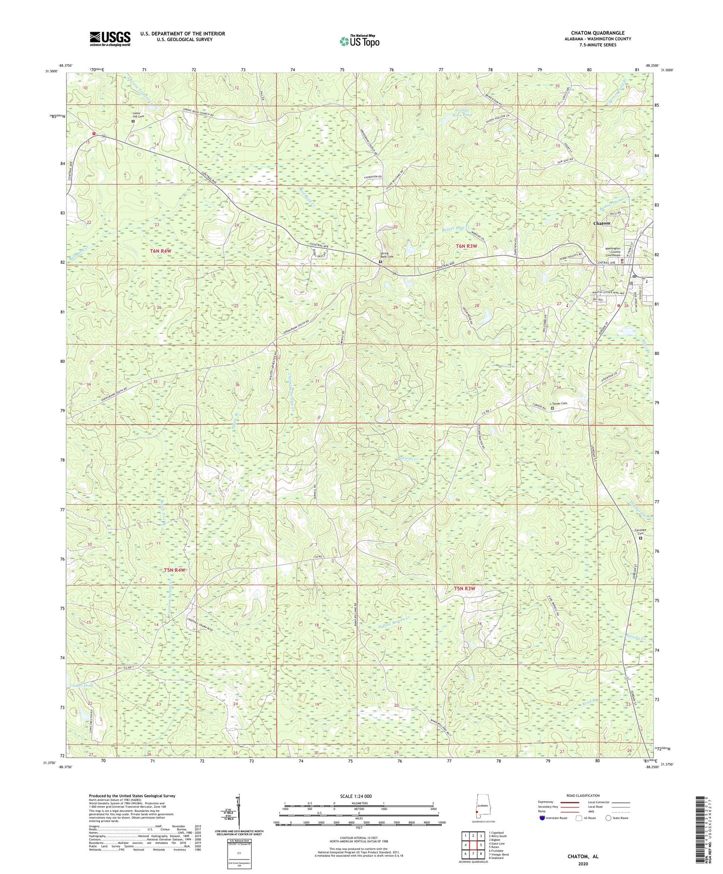 Chatom Alabama US Topo Map Image