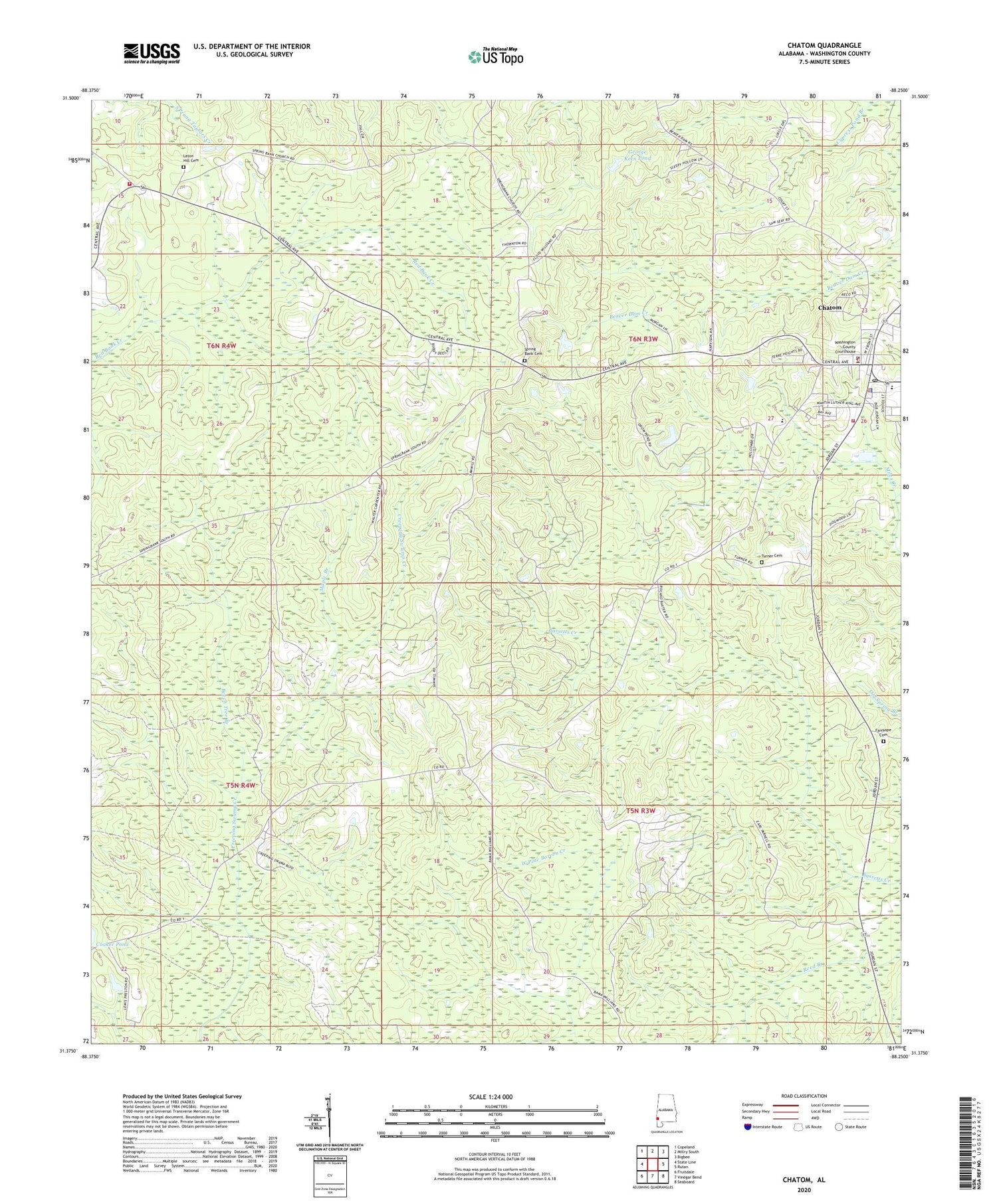 Chatom Alabama US Topo Map Image