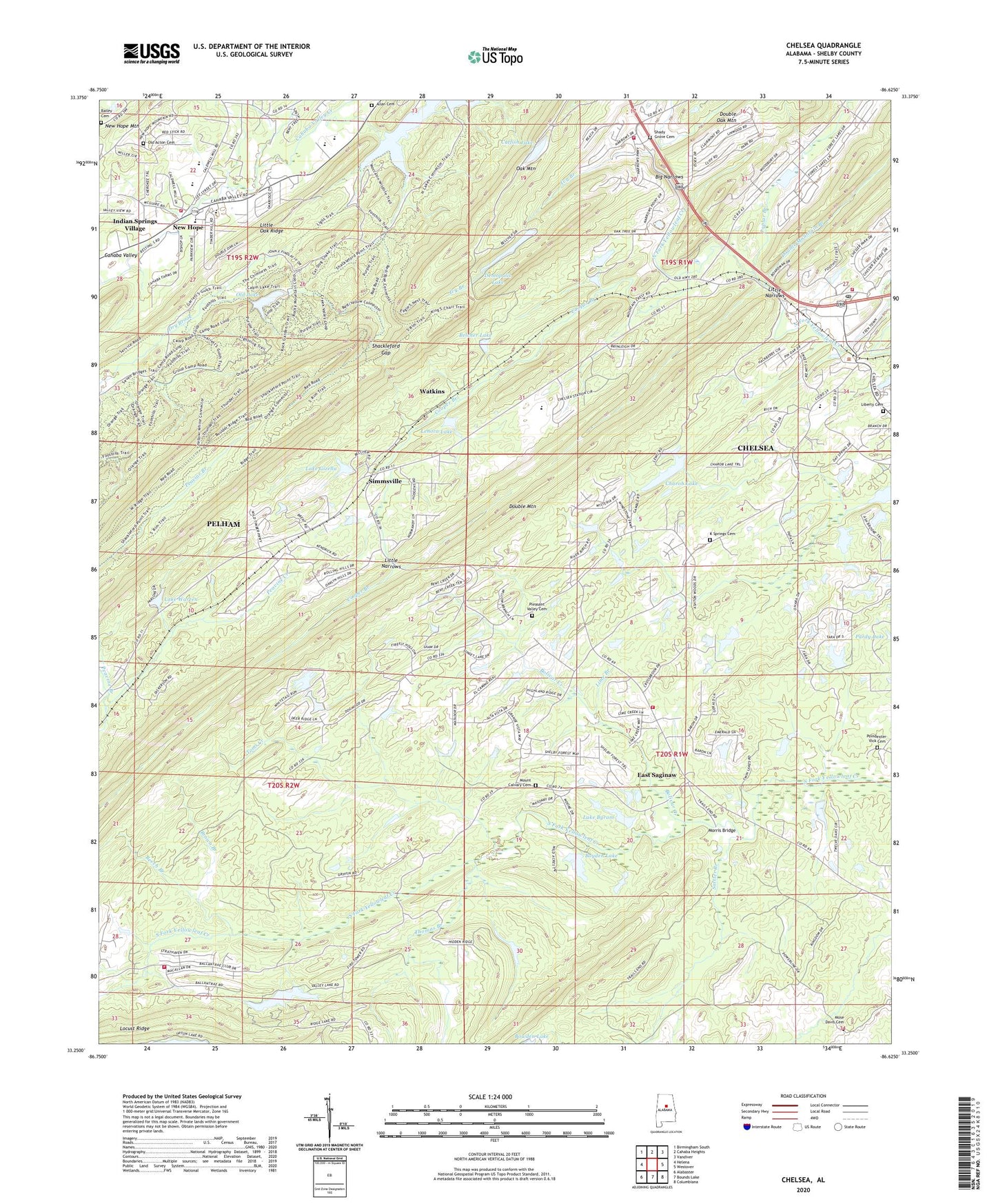 Chelsea Alabama US Topo Map Image