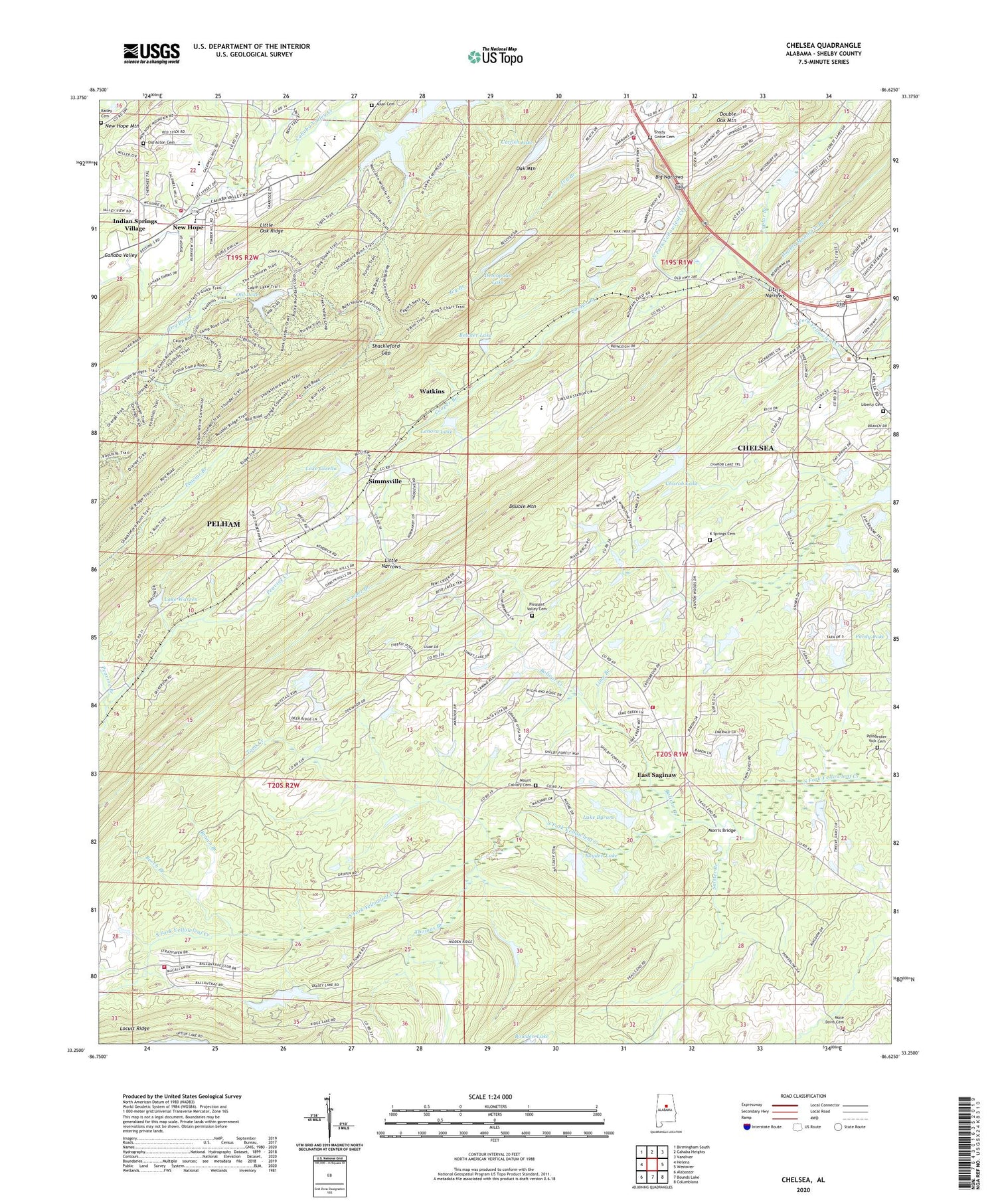 Chelsea Alabama US Topo Map Image