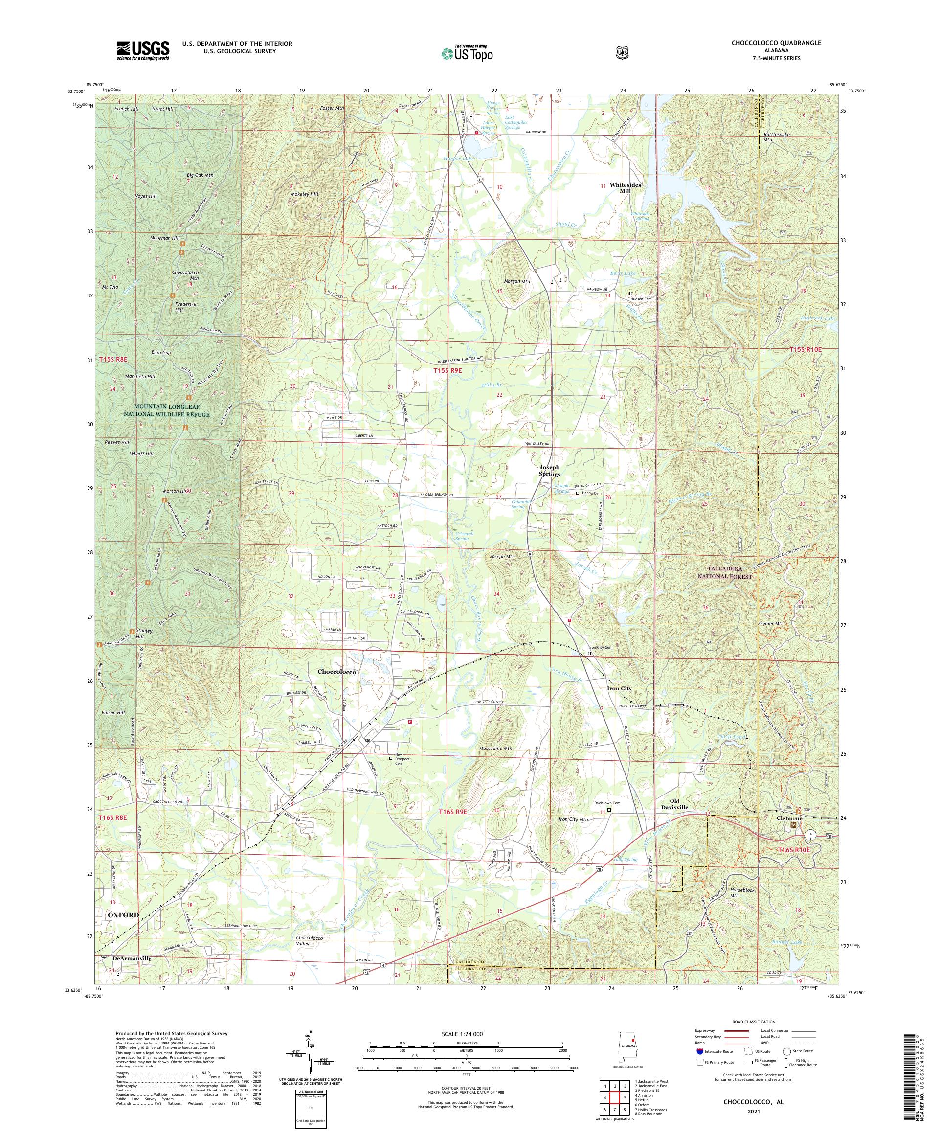 Choccolocco Alabama US Topo Map – MyTopo Map Store