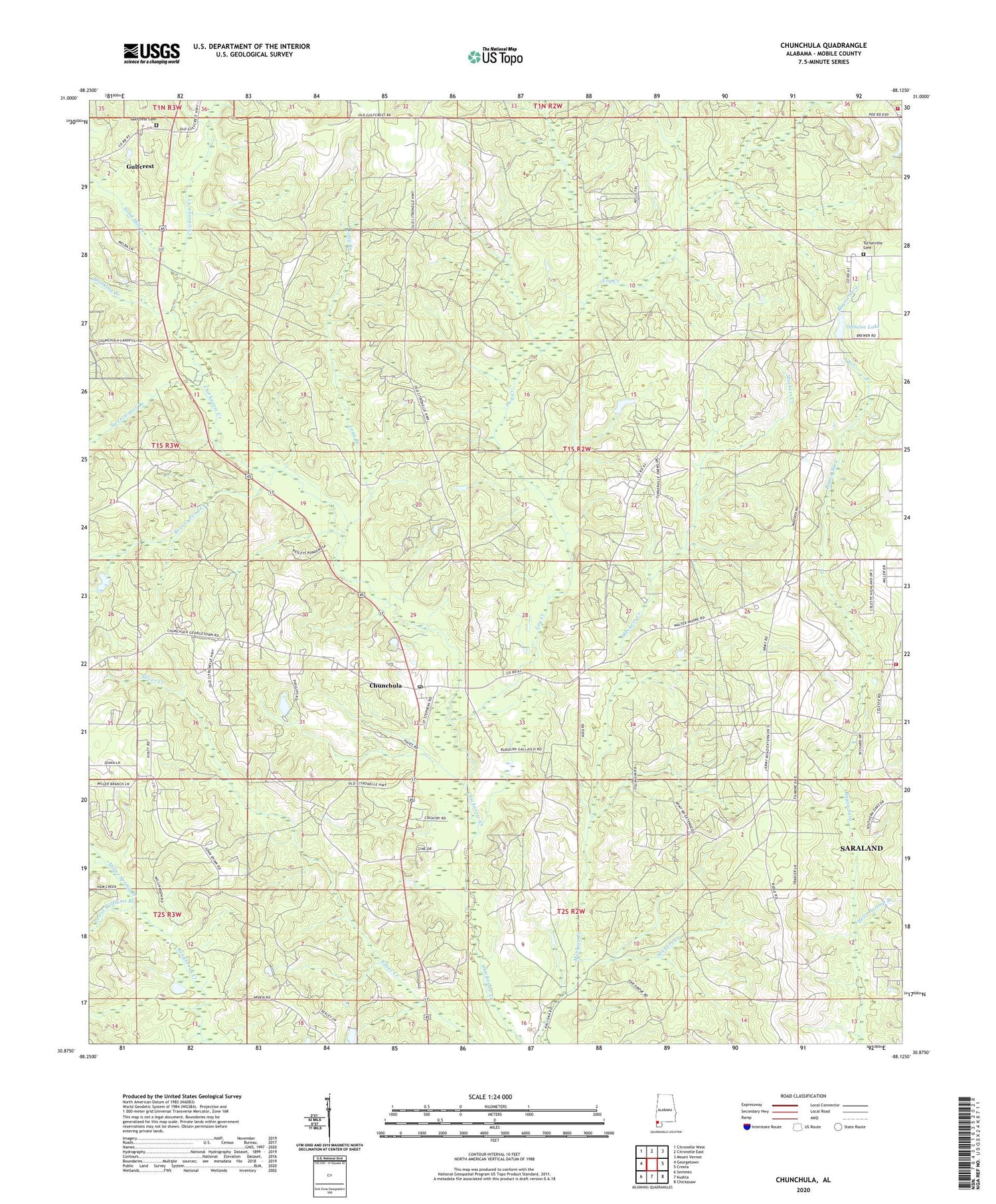 Chunchula Alabama US Topo Map Image