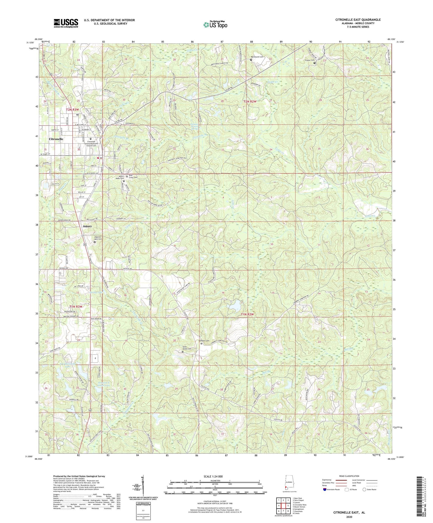 Citronelle East Alabama US Topo Map Image