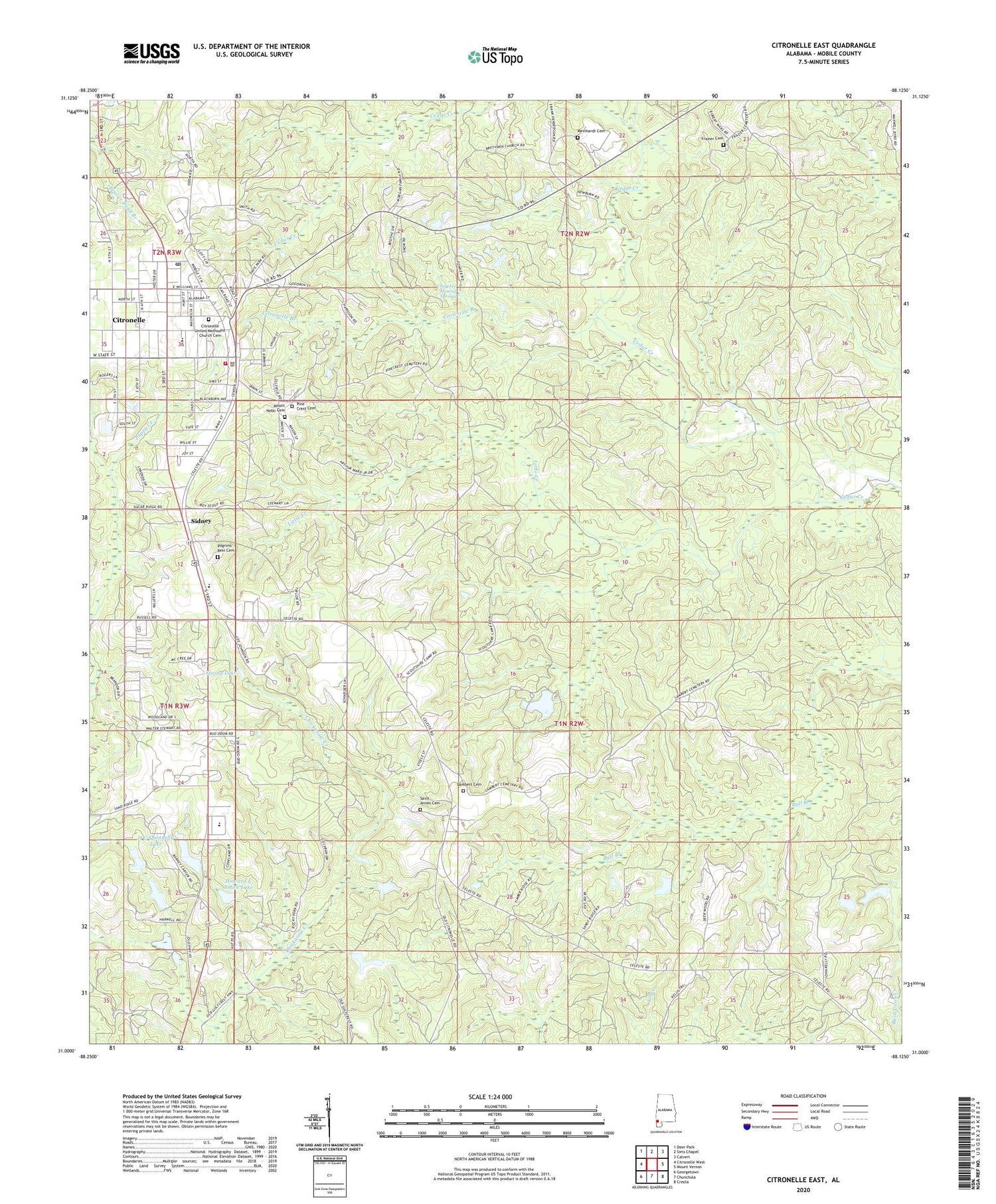 Citronelle East Alabama US Topo Map Image