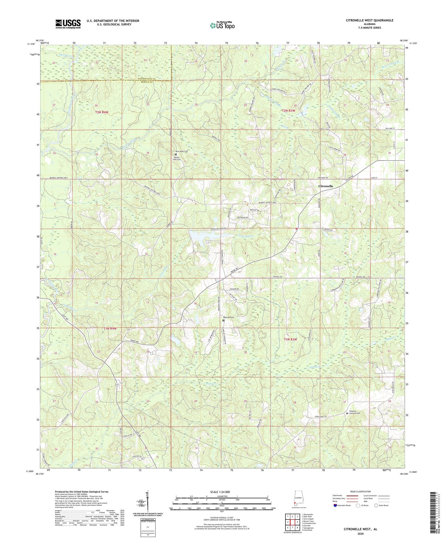 Citronelle West Alabama US Topo Map Image