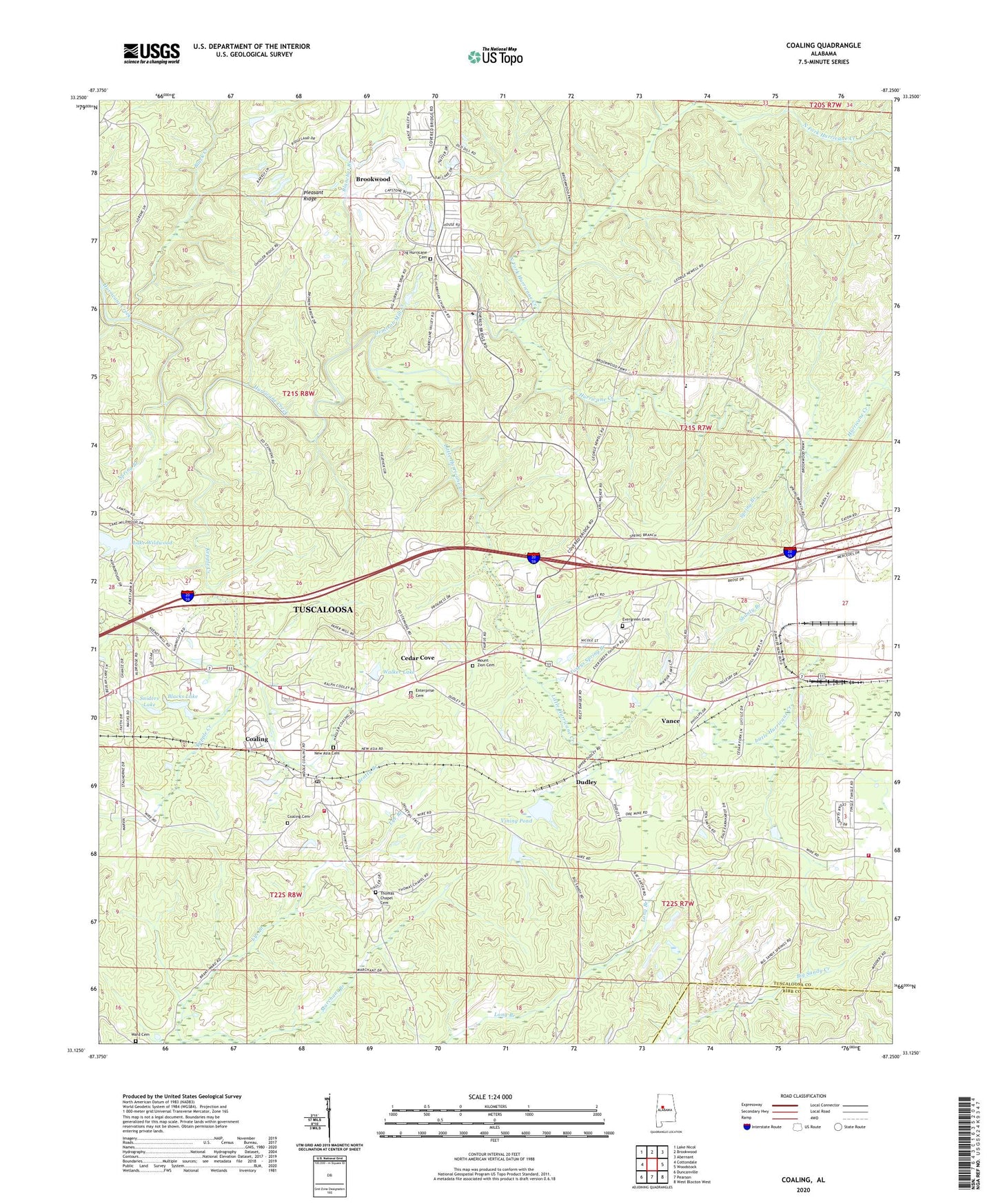 Coaling Alabama US Topo Map Image