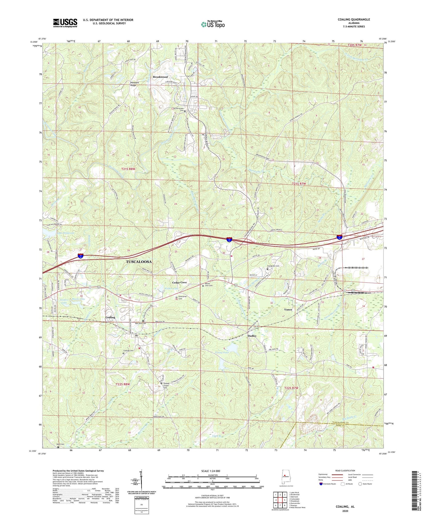Coaling Alabama US Topo Map Image