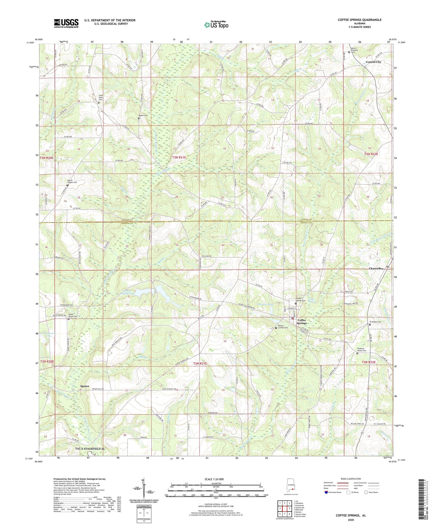 Coffee Springs Alabama US Topo Map Image