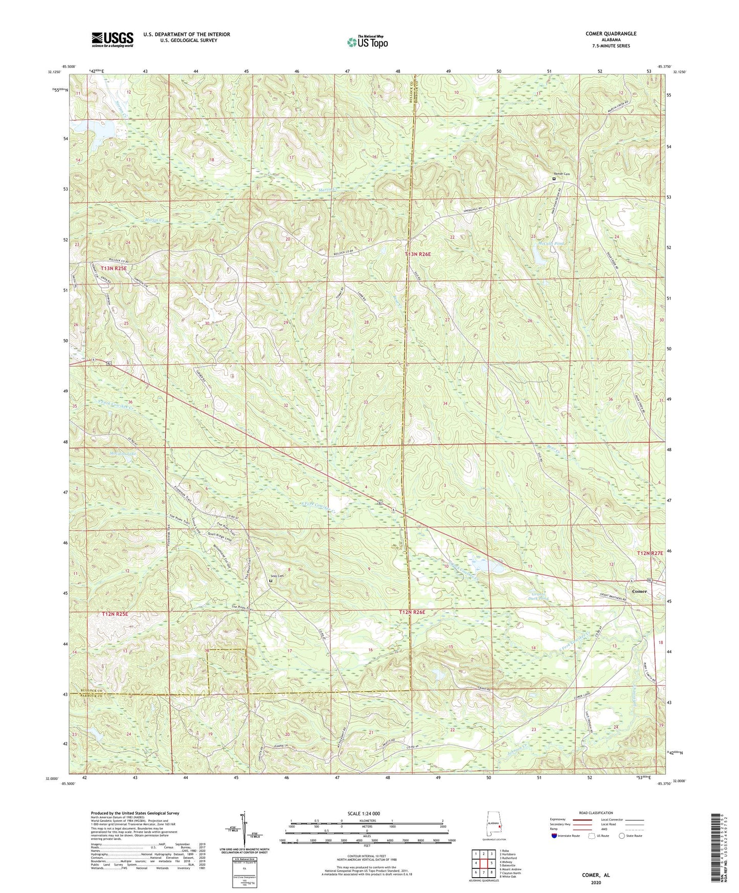 Comer Alabama US Topo Map Image