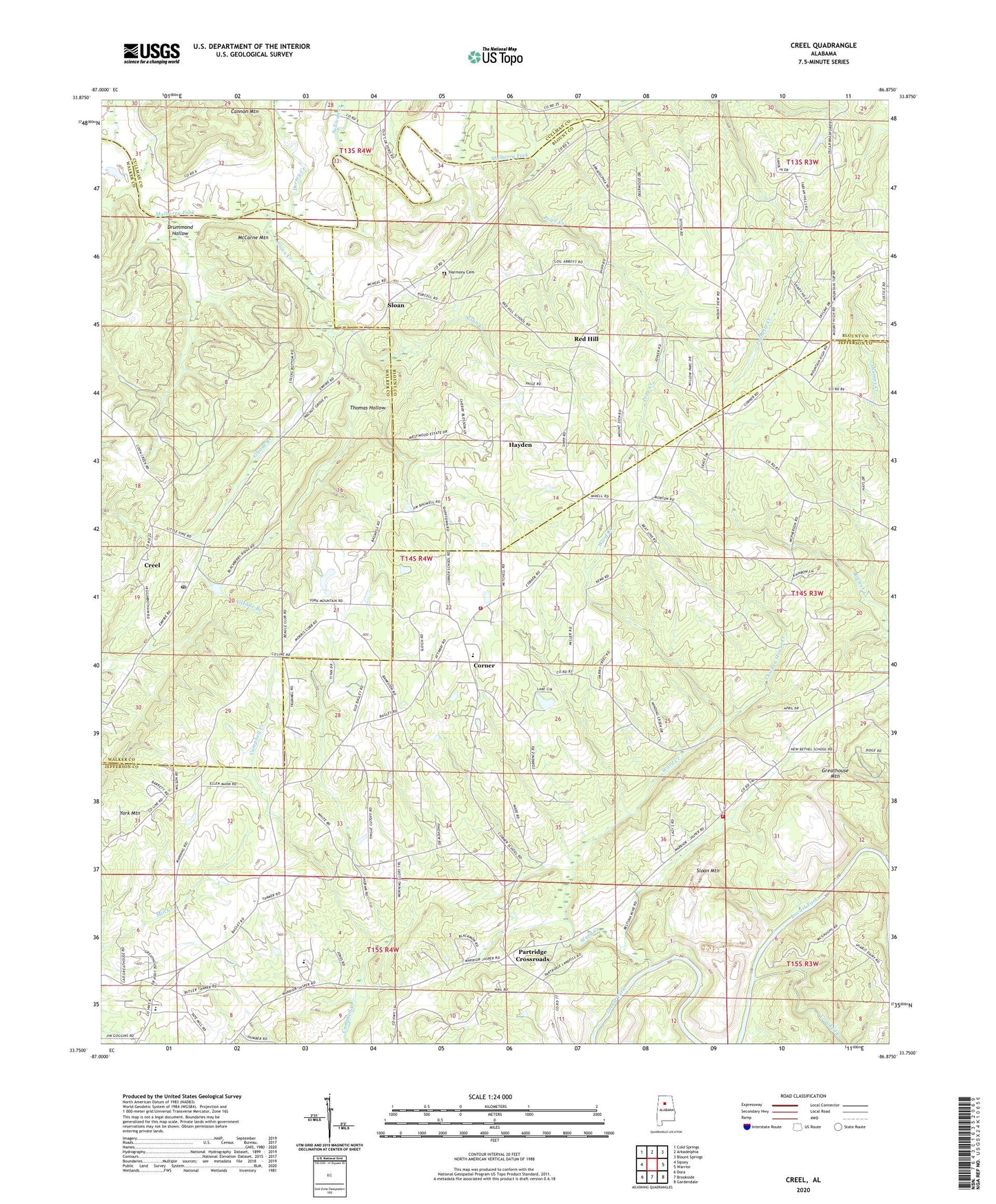 Creel Alabama US Topo Map Image