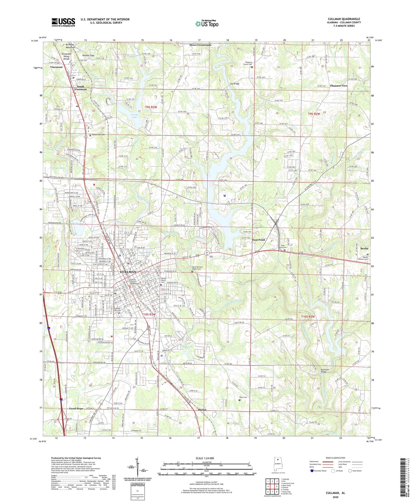 Cullman Alabama US Topo Map Image