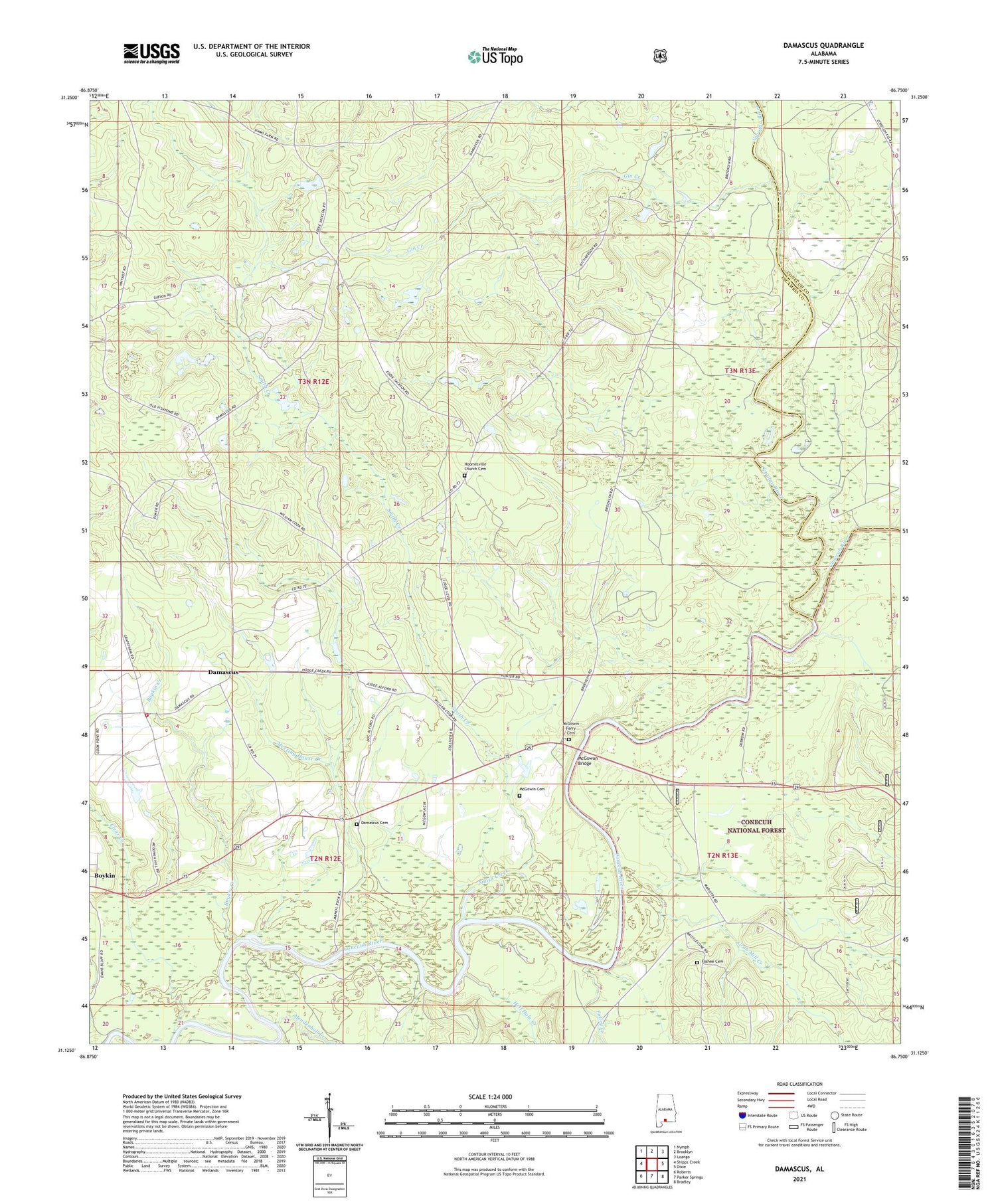 Damascus Alabama US Topo Map Image