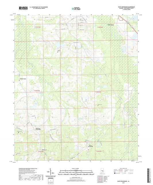 Davis Crossroads Alabama US Topo Map Image