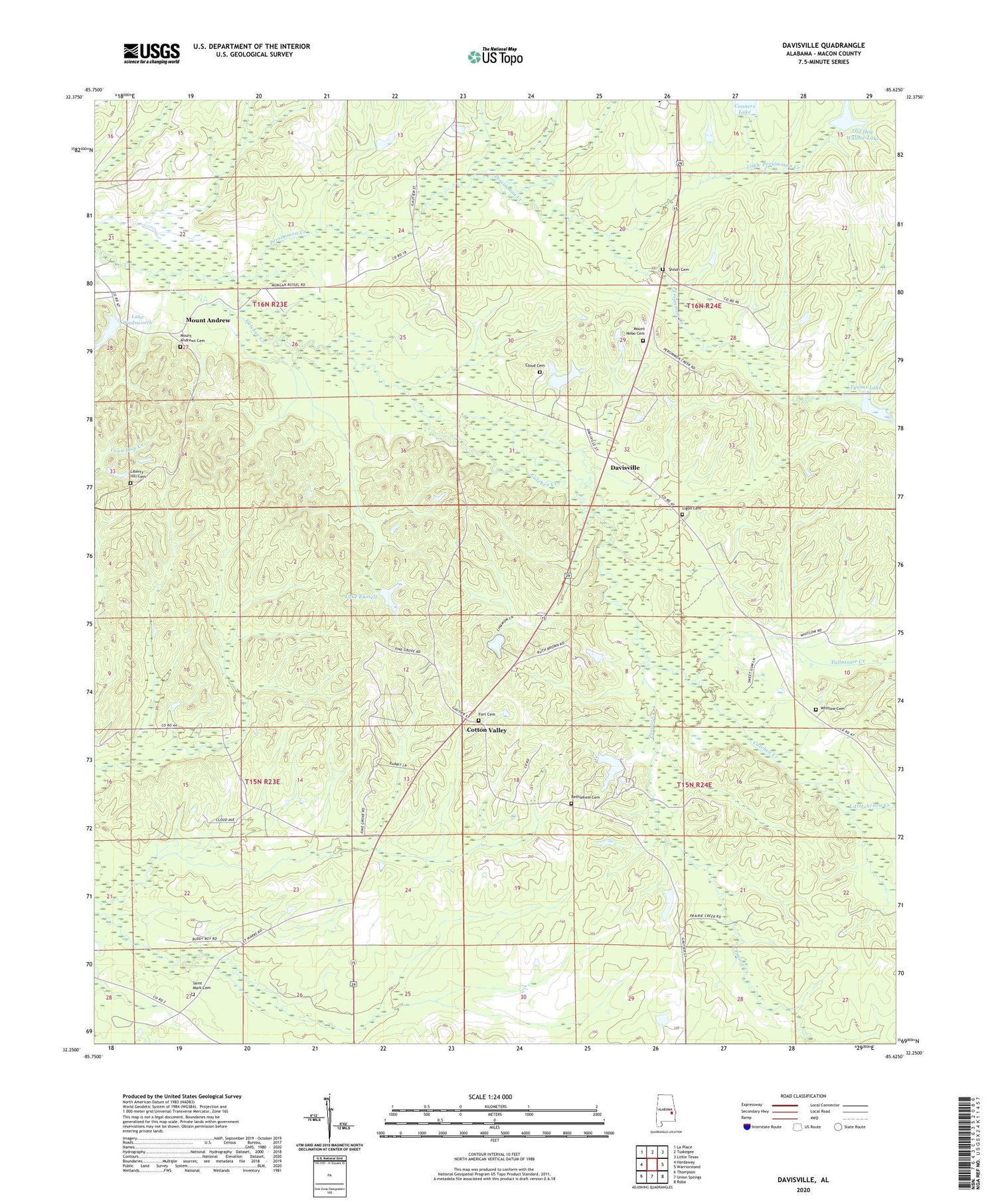 Davisville Alabama US Topo Map Image