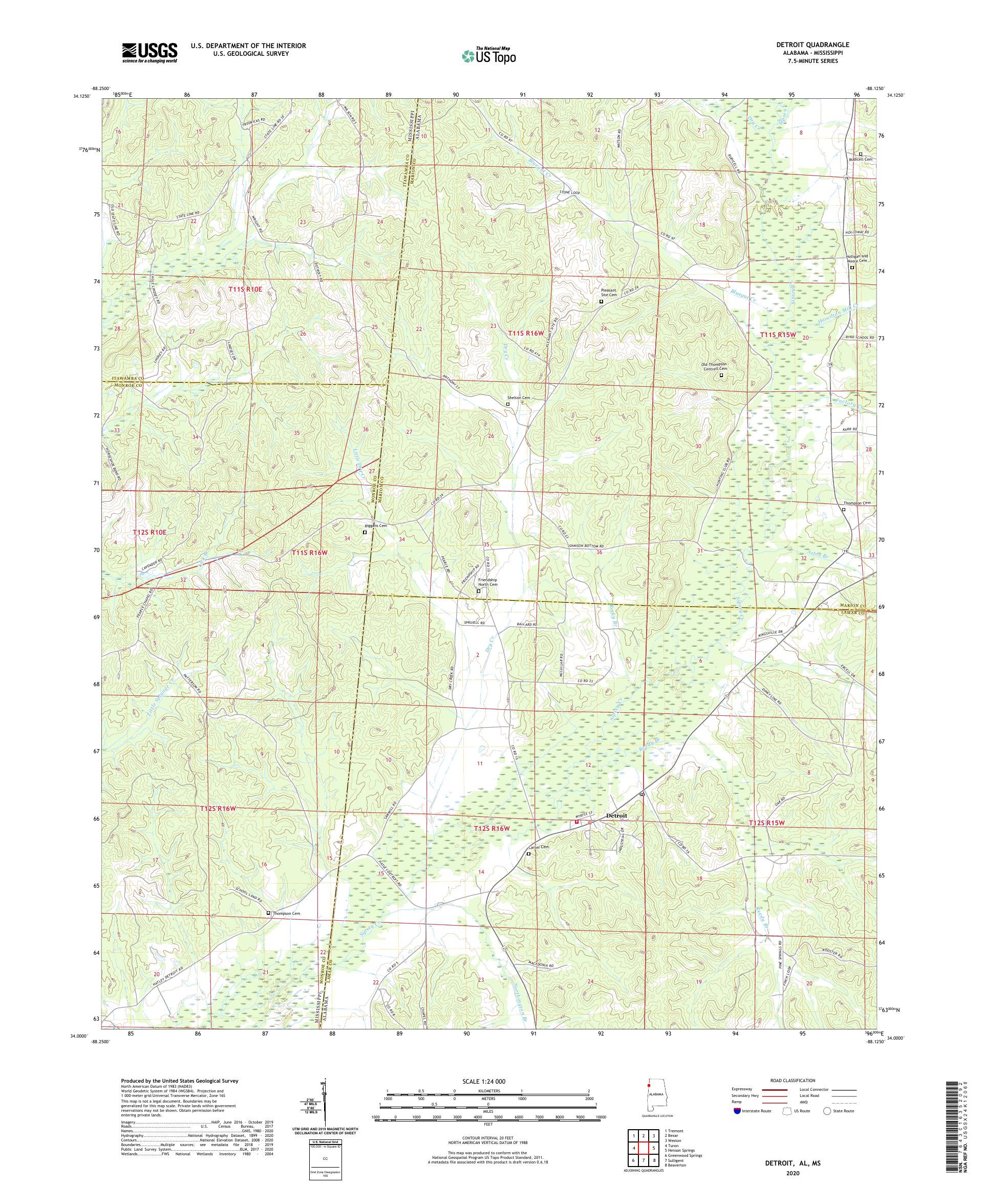 Detroit Alabama US Topo Map – MyTopo Map Store