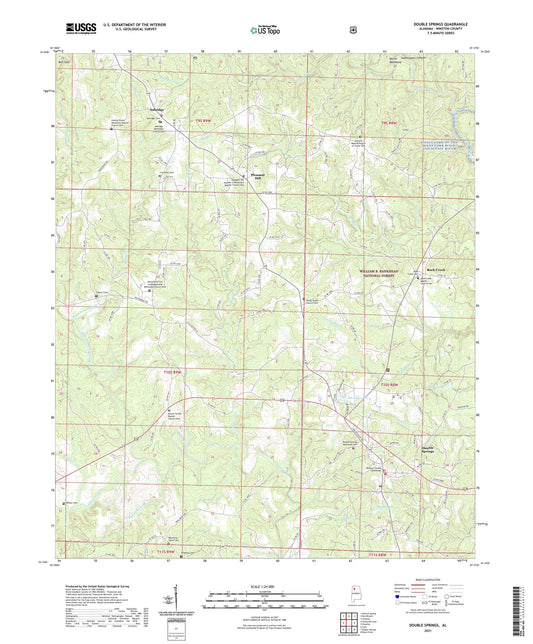 Double Springs Alabama US Topo Map Image