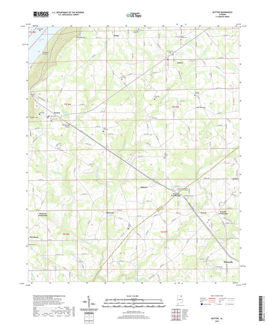 Dutton Alabama US Topo Map Image
