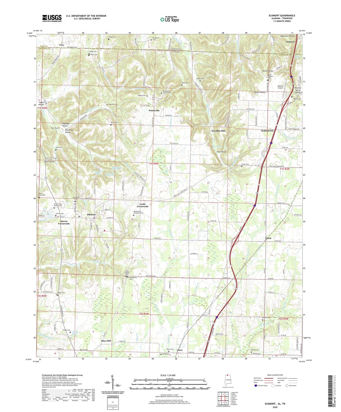 Elkmont Alabama US Topo Map Image