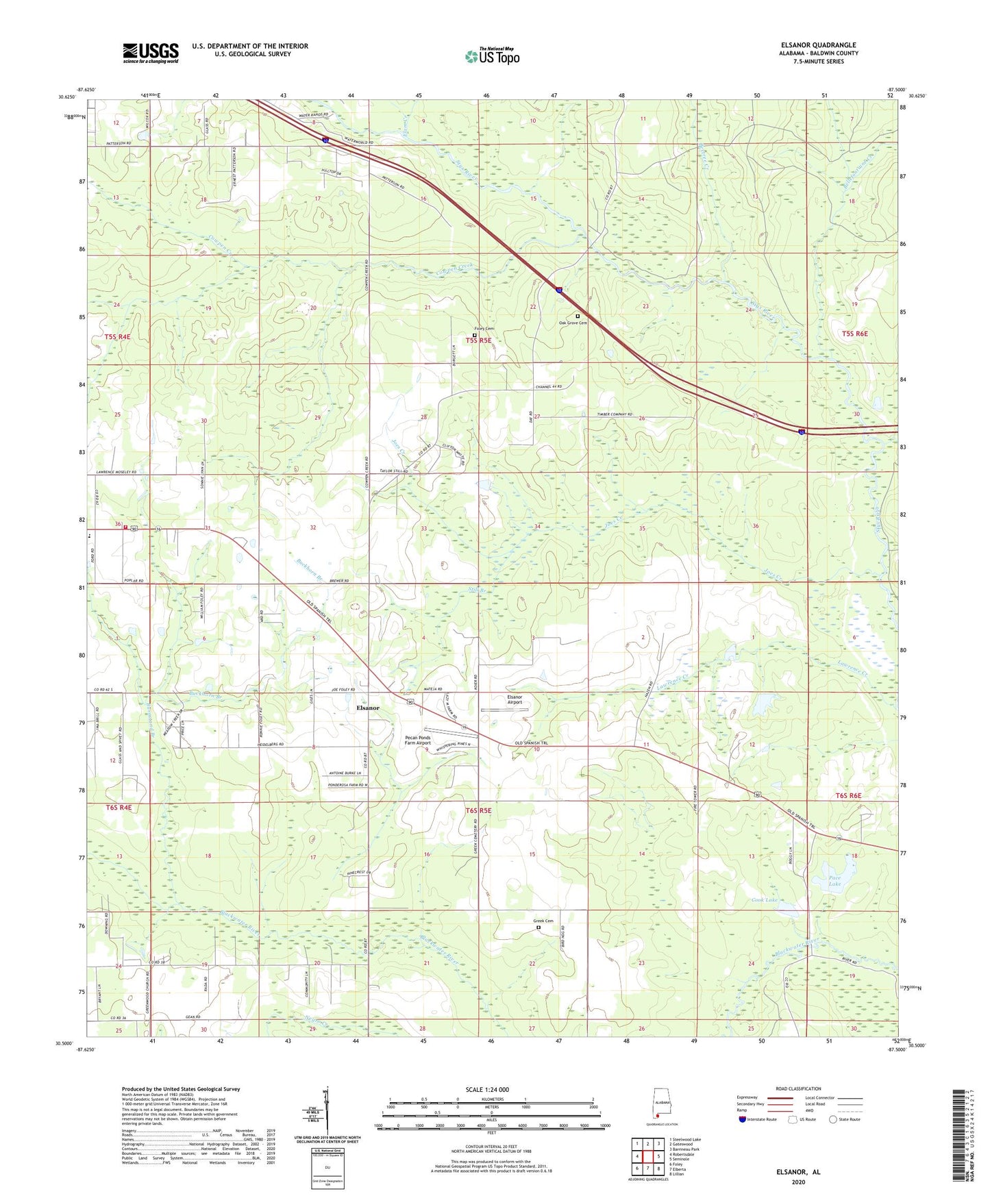 Elsanor Alabama US Topo Map Image