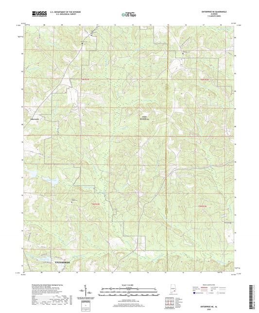 Enterprise NE Alabama US Topo Map Image