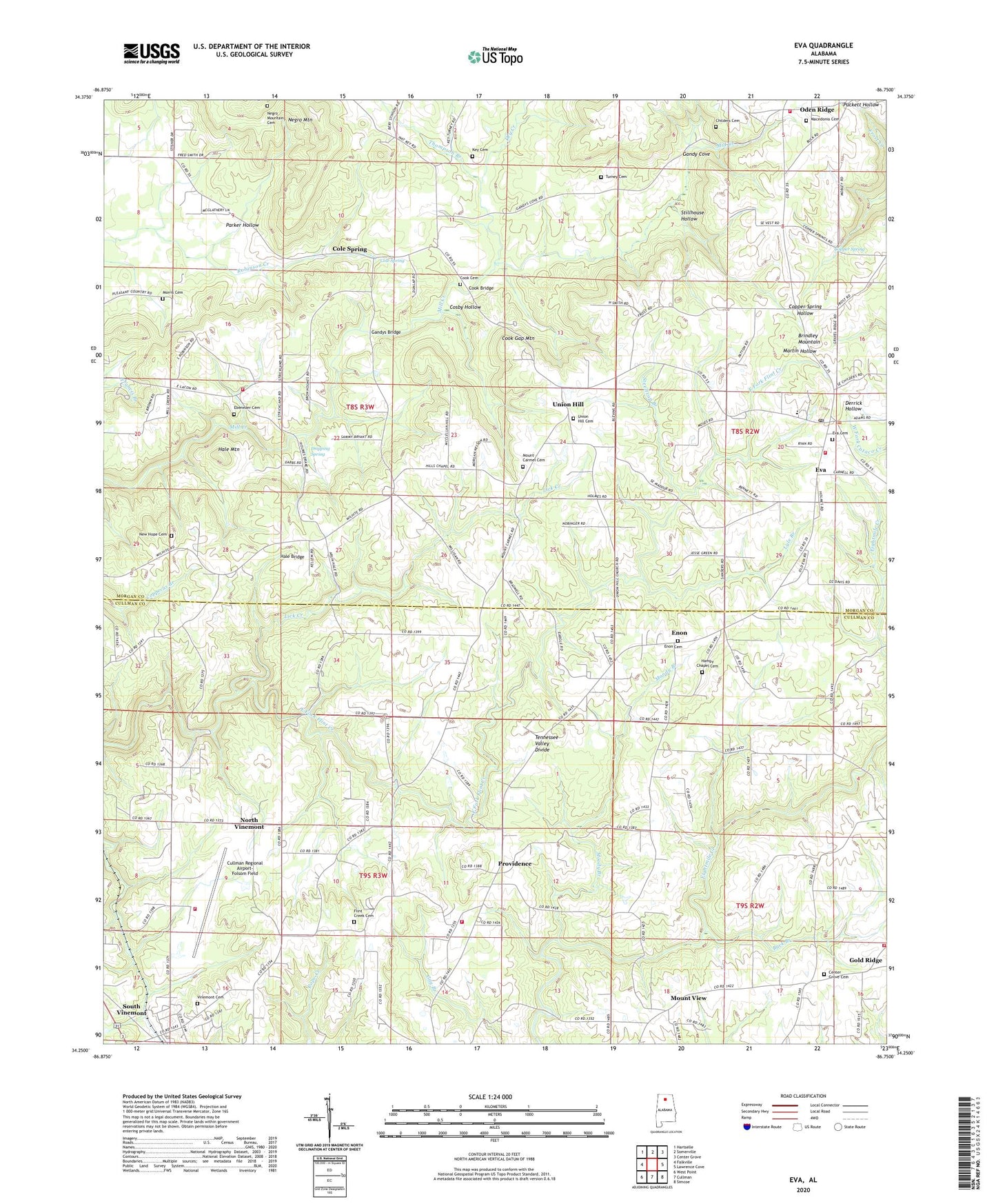 Eva Alabama US Topo Map Image
