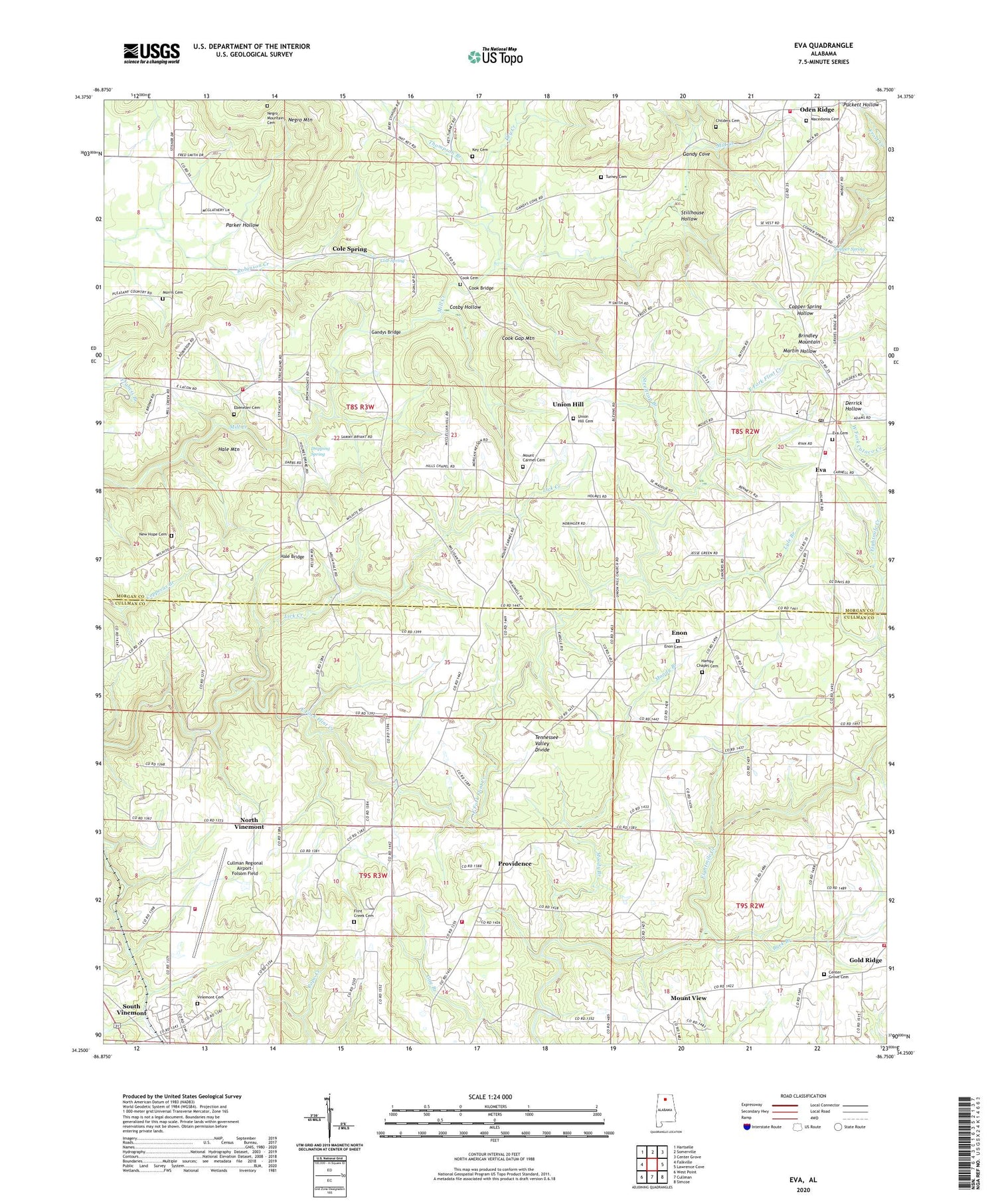 Eva Alabama US Topo Map Image