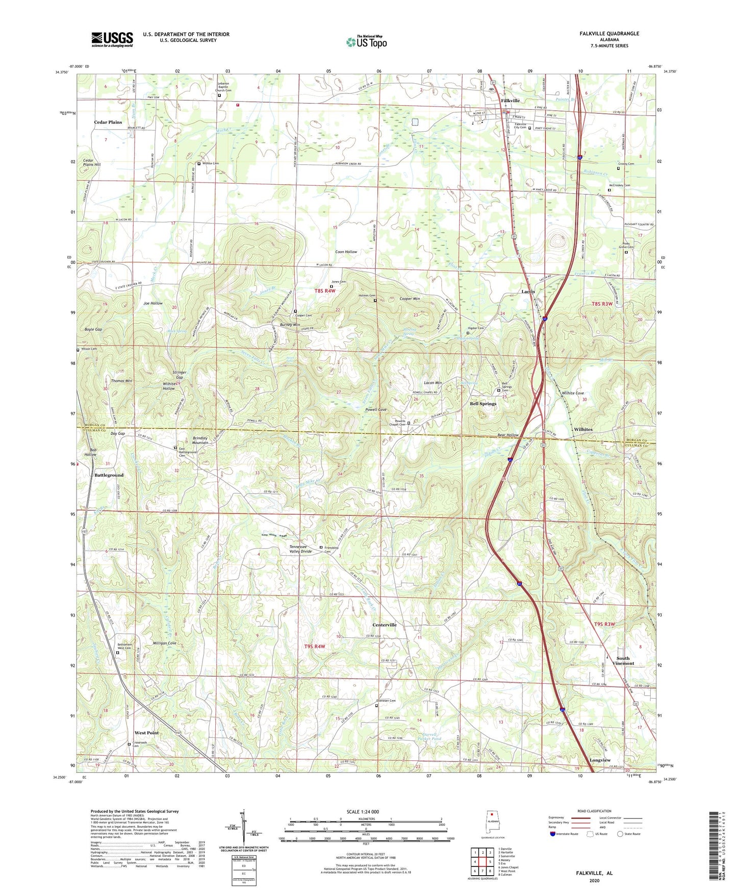 Falkville Alabama US Topo Map Image