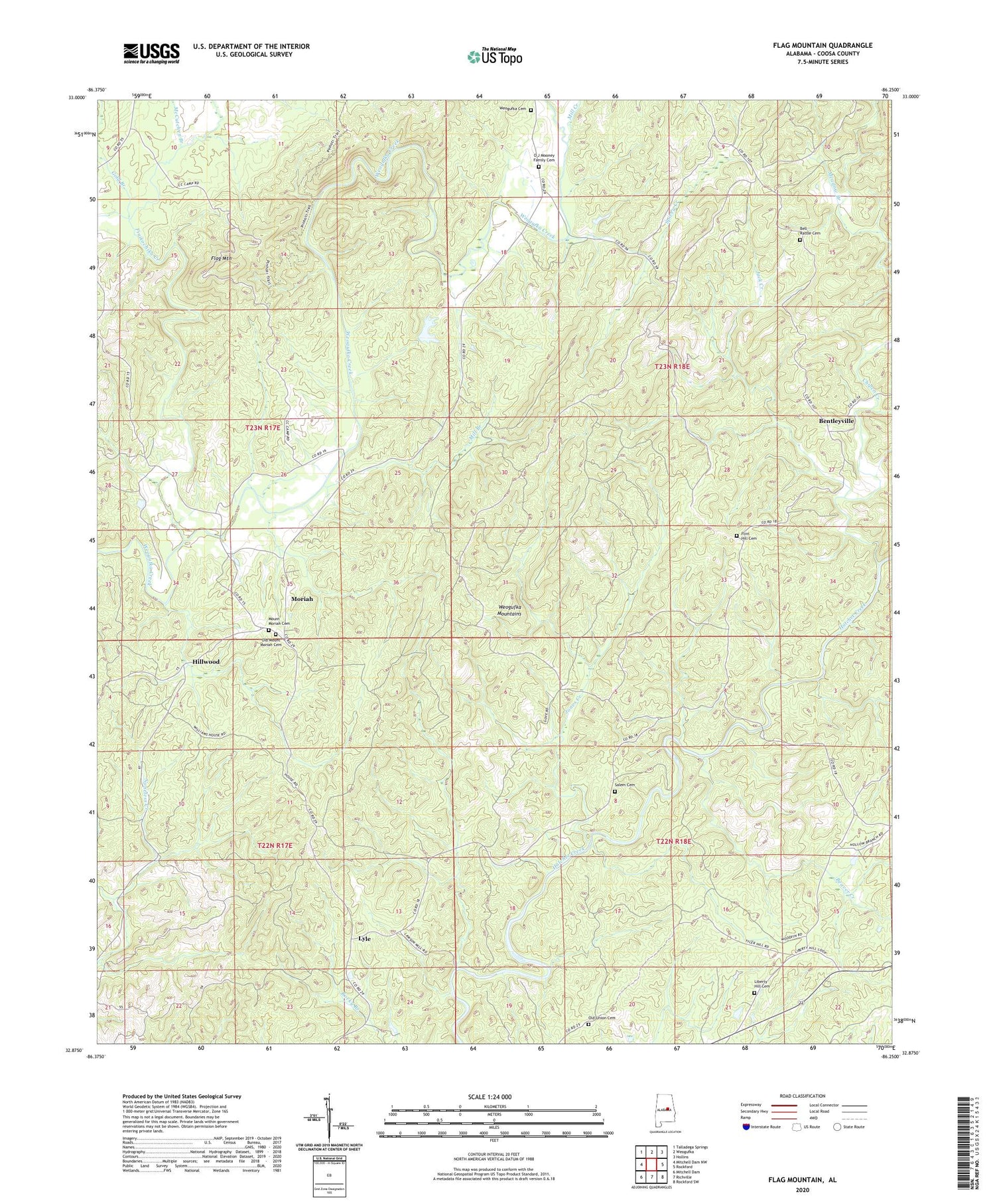Flag Mountain Alabama US Topo Map Image