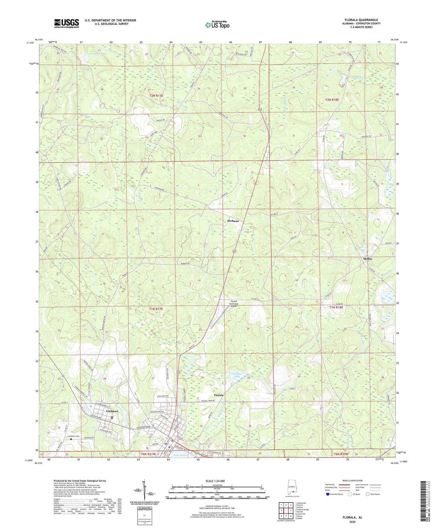 Florala Alabama US Topo Map Image