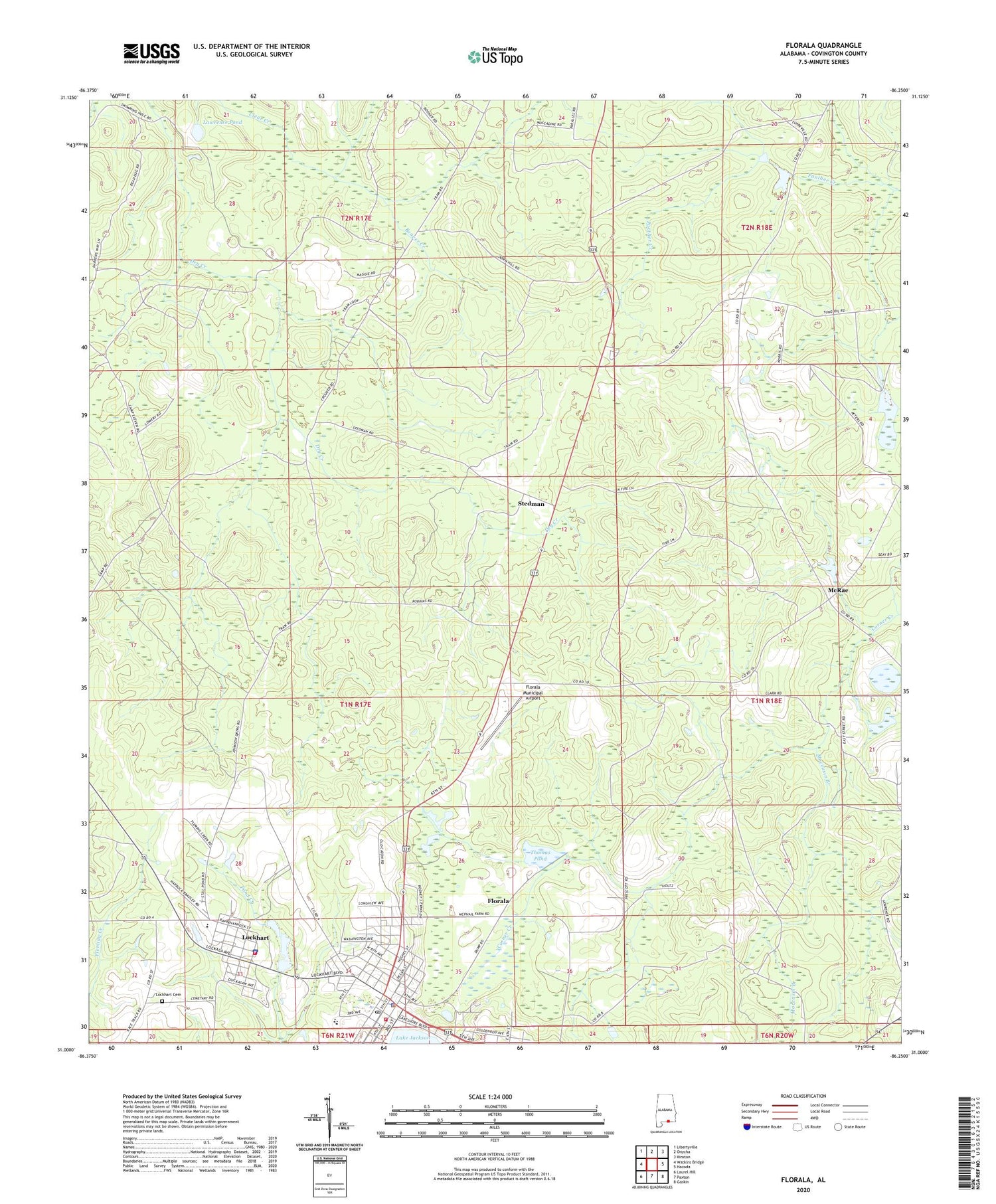 Florala Alabama US Topo Map Image