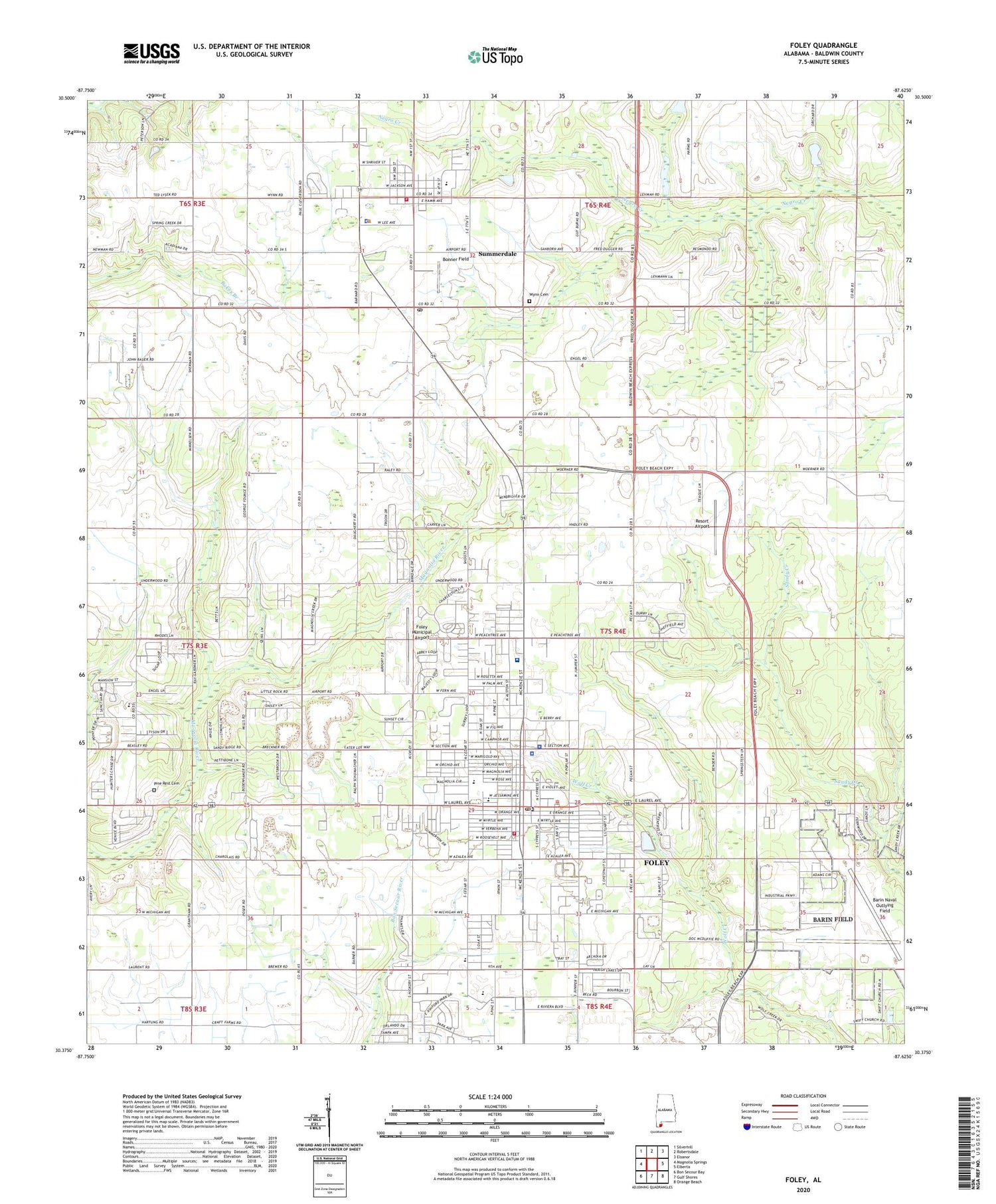 Foley Alabama US Topo Map Image