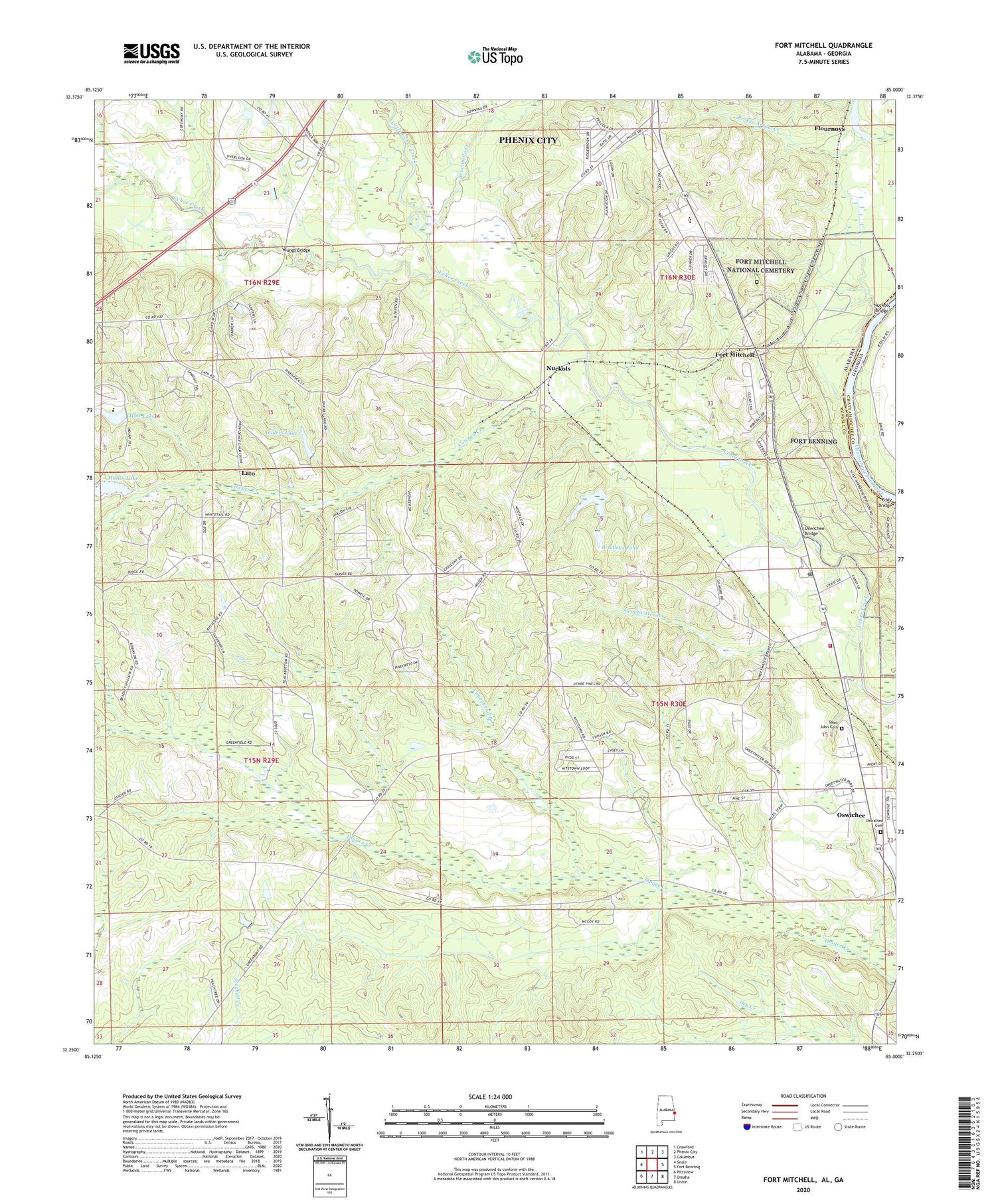 Fort Mitchell Alabama US Topo Map Image