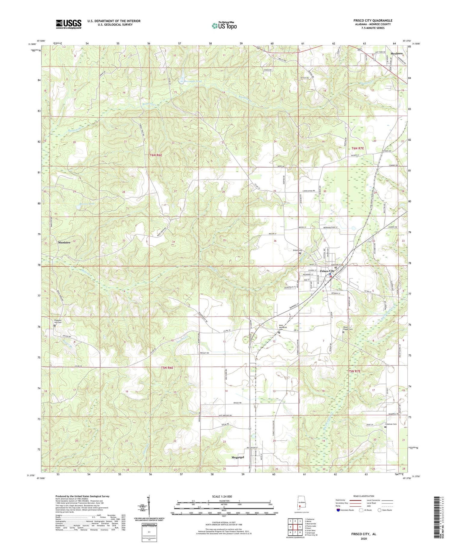 Frisco City Alabama US Topo Map Image