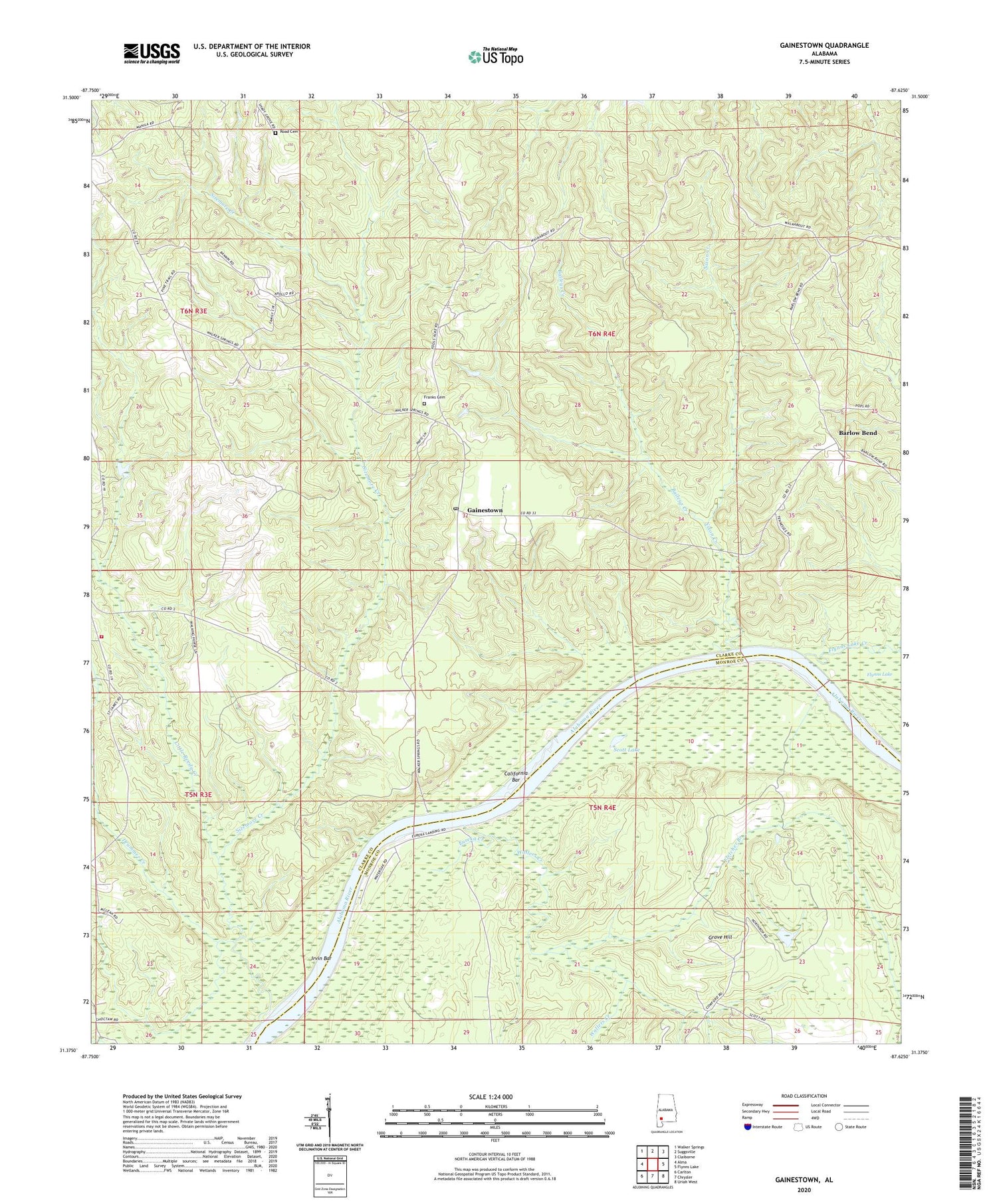 Gainestown Alabama US Topo Map Image