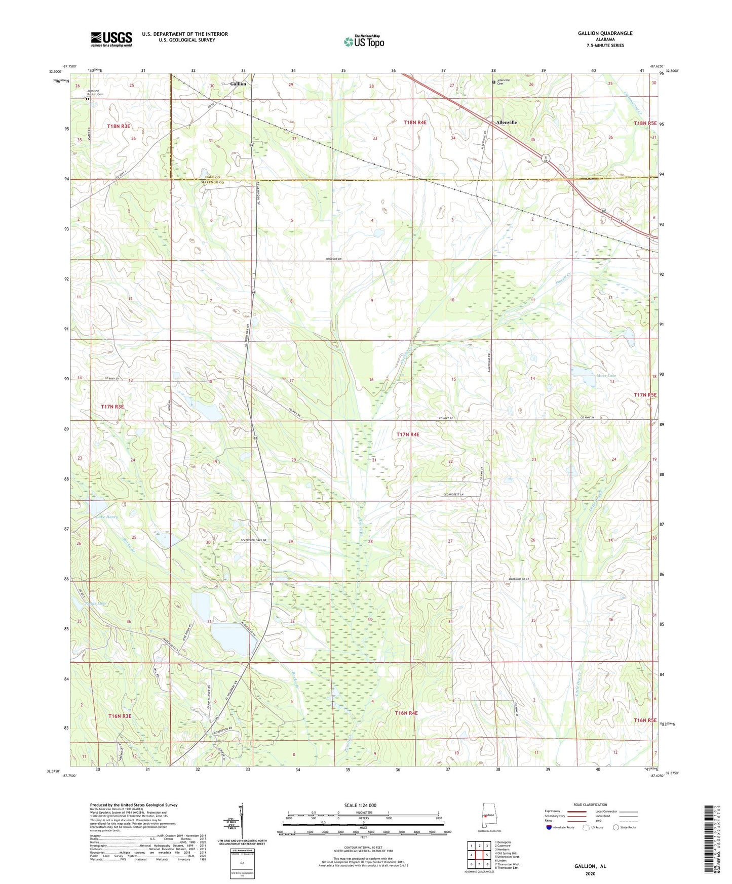 Gallion Alabama US Topo Map Image