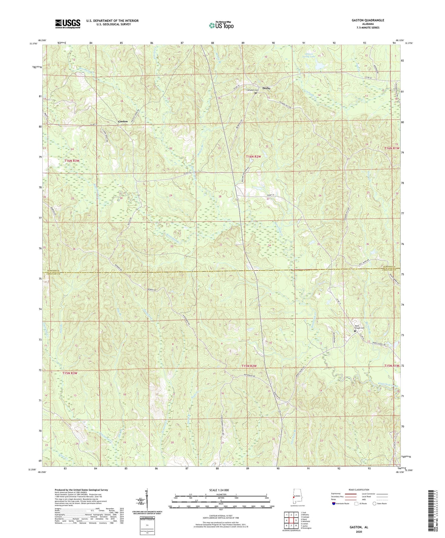 Gaston Alabama US Topo Map Image