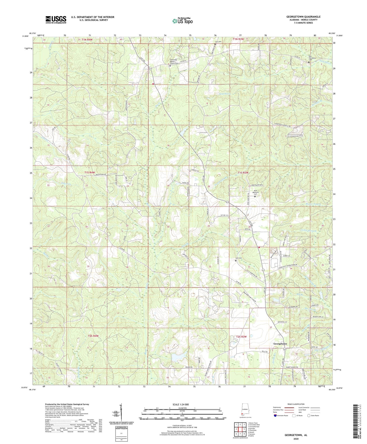 Georgetown Alabama US Topo Map Image