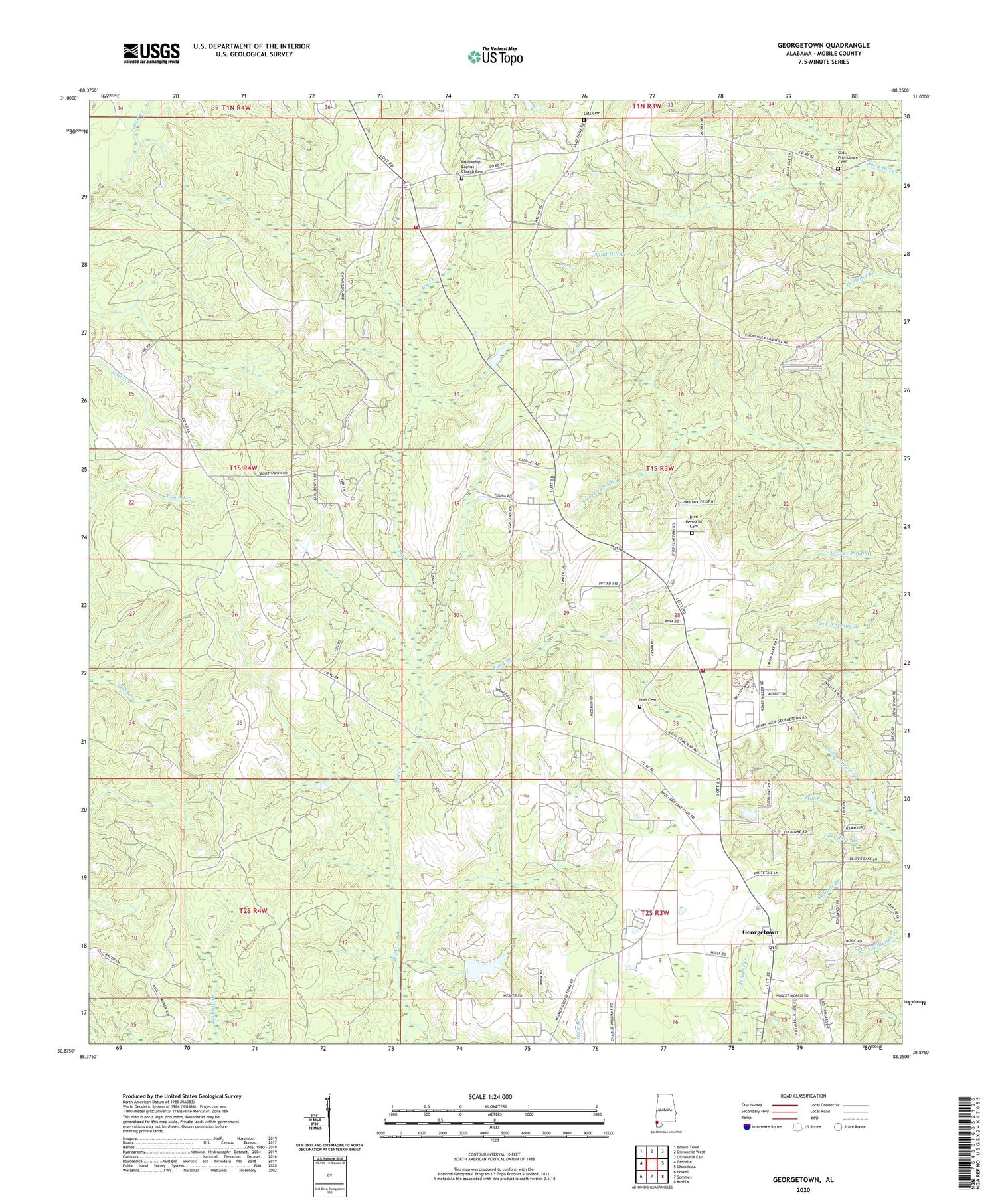 Georgetown Alabama US Topo Map Image