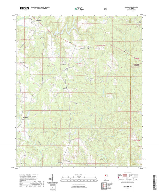 Gold Mine Alabama US Topo Map Image