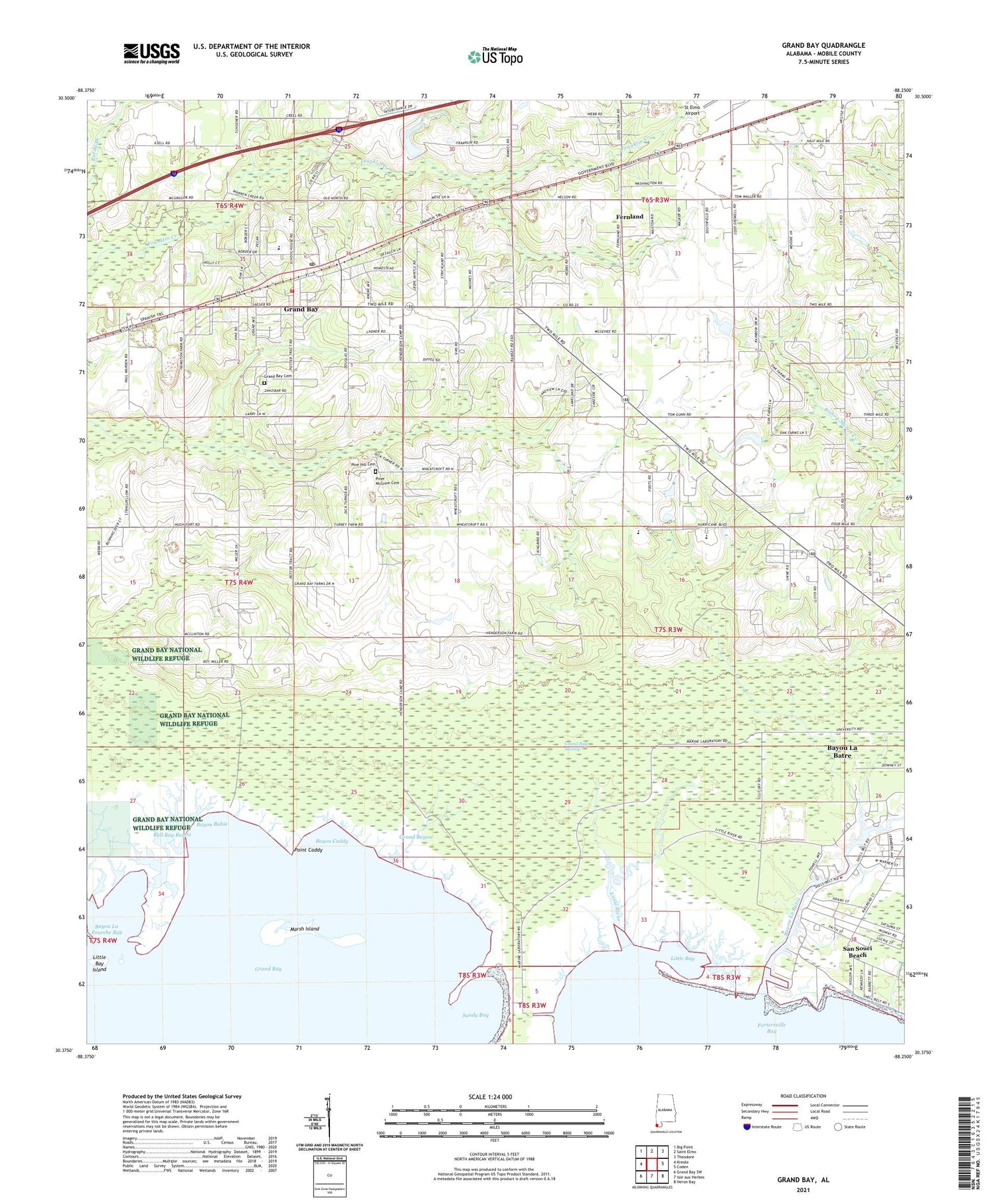 Grand Bay Alabama US Topo Map Image