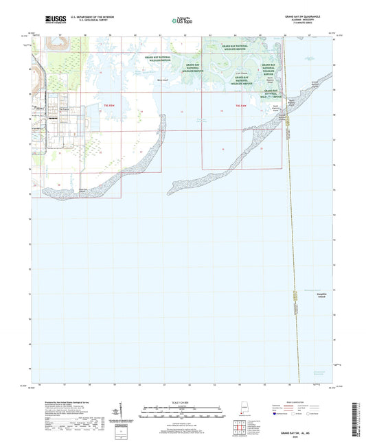 Grand Bay SW Alabama US Topo Map Image