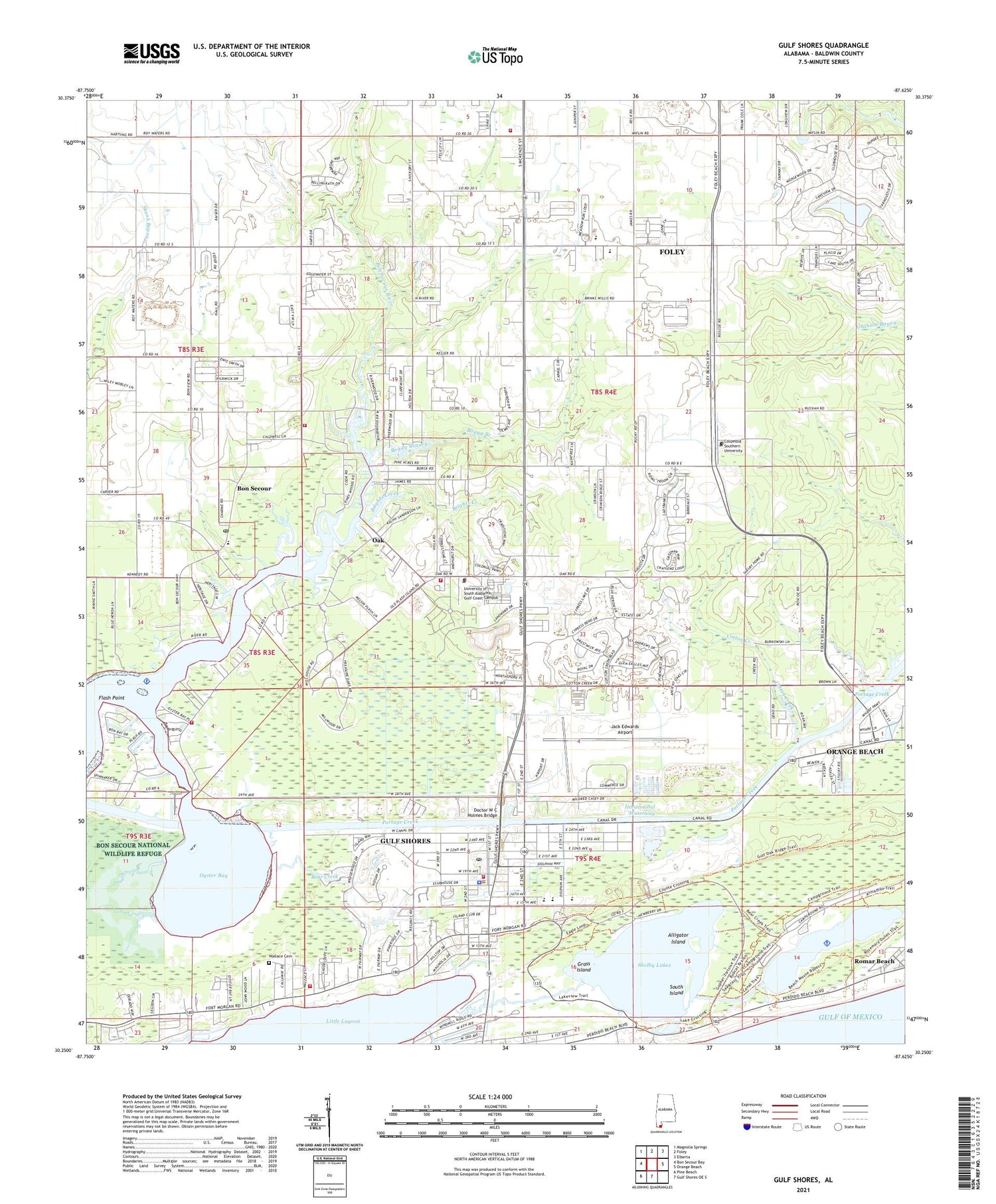 Gulf Shores Alabama US Topo Map Image