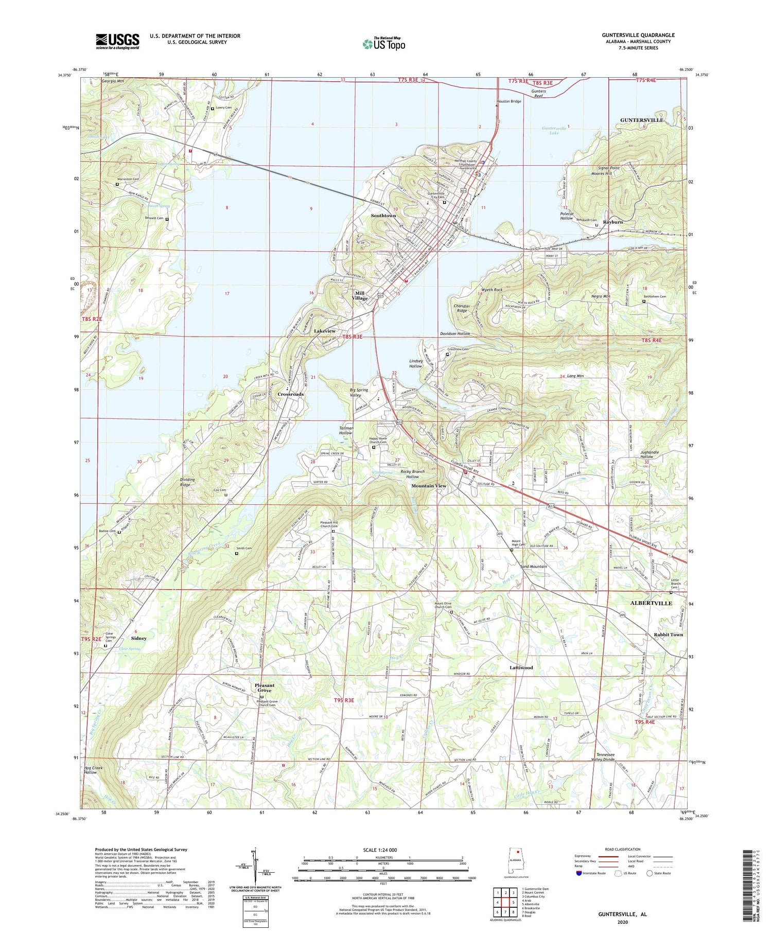 Guntersville Alabama US Topo Map Image