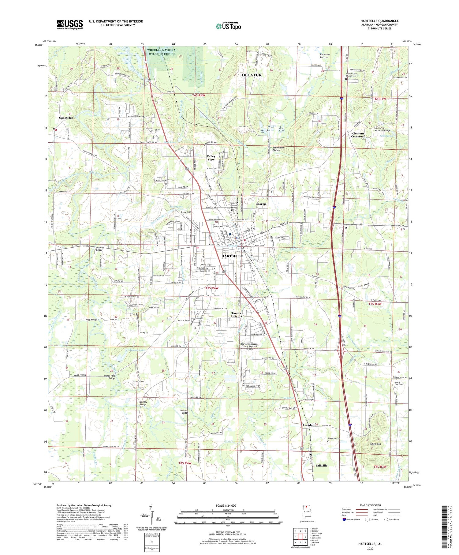 Hartselle Alabama US Topo Map Image