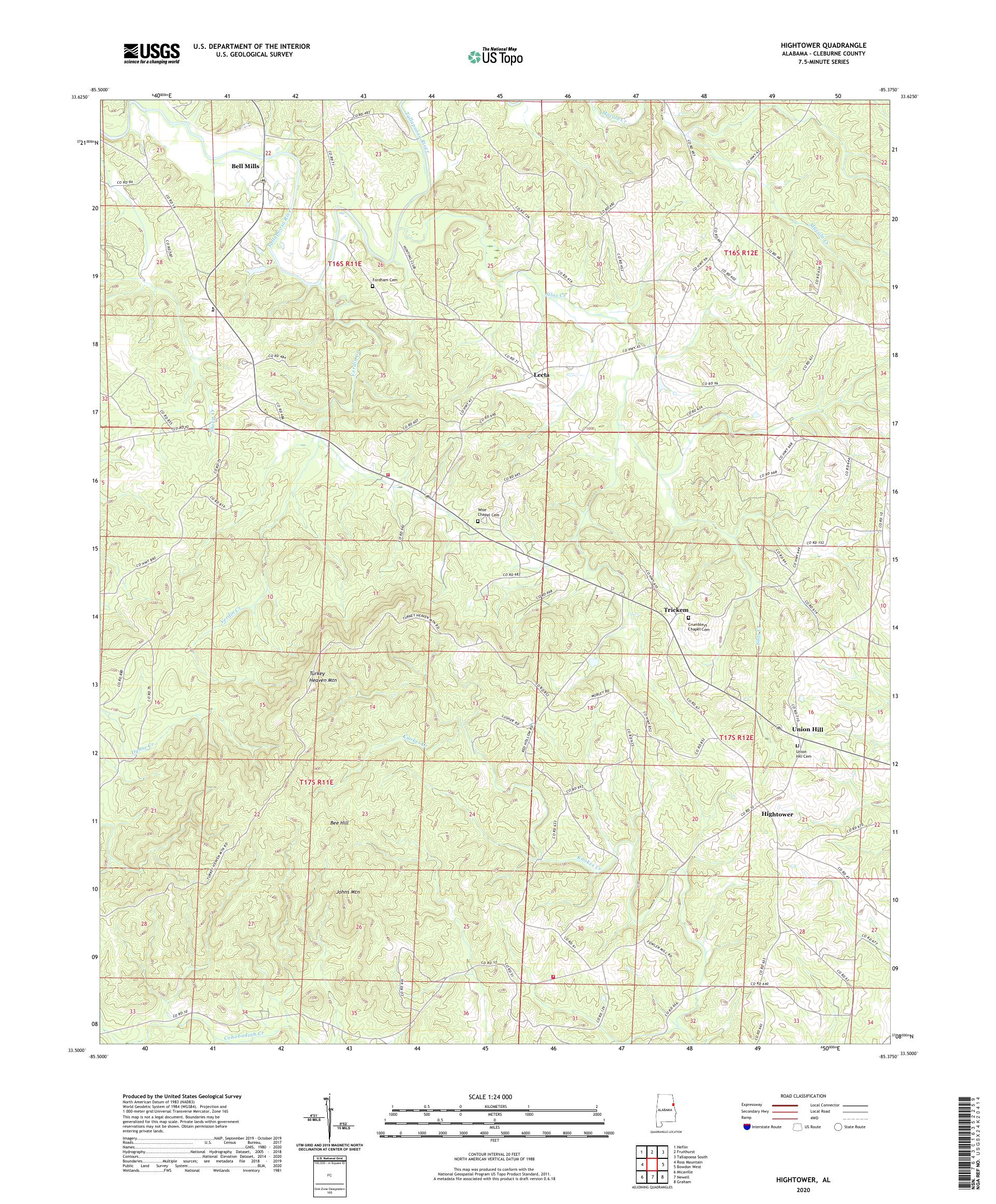 Hightower Alabama US Topo Map – MyTopo Map Store