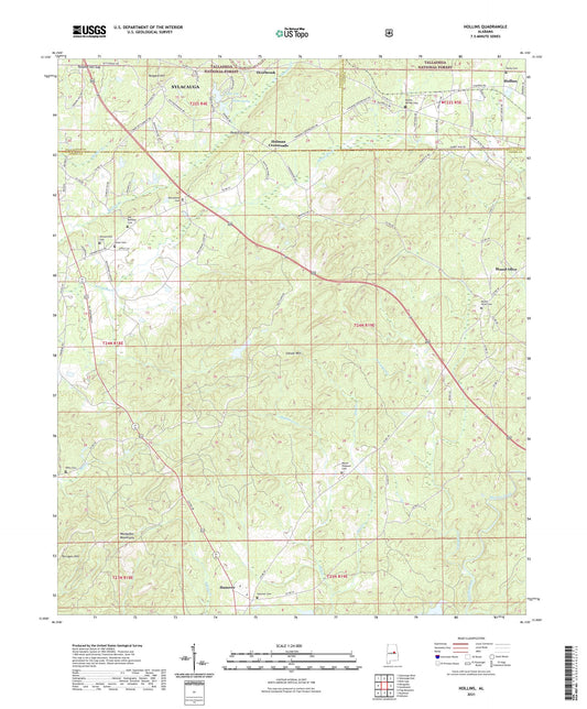 Hollins Alabama US Topo Map Image