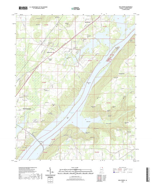 Hollywood Alabama US Topo Map Image