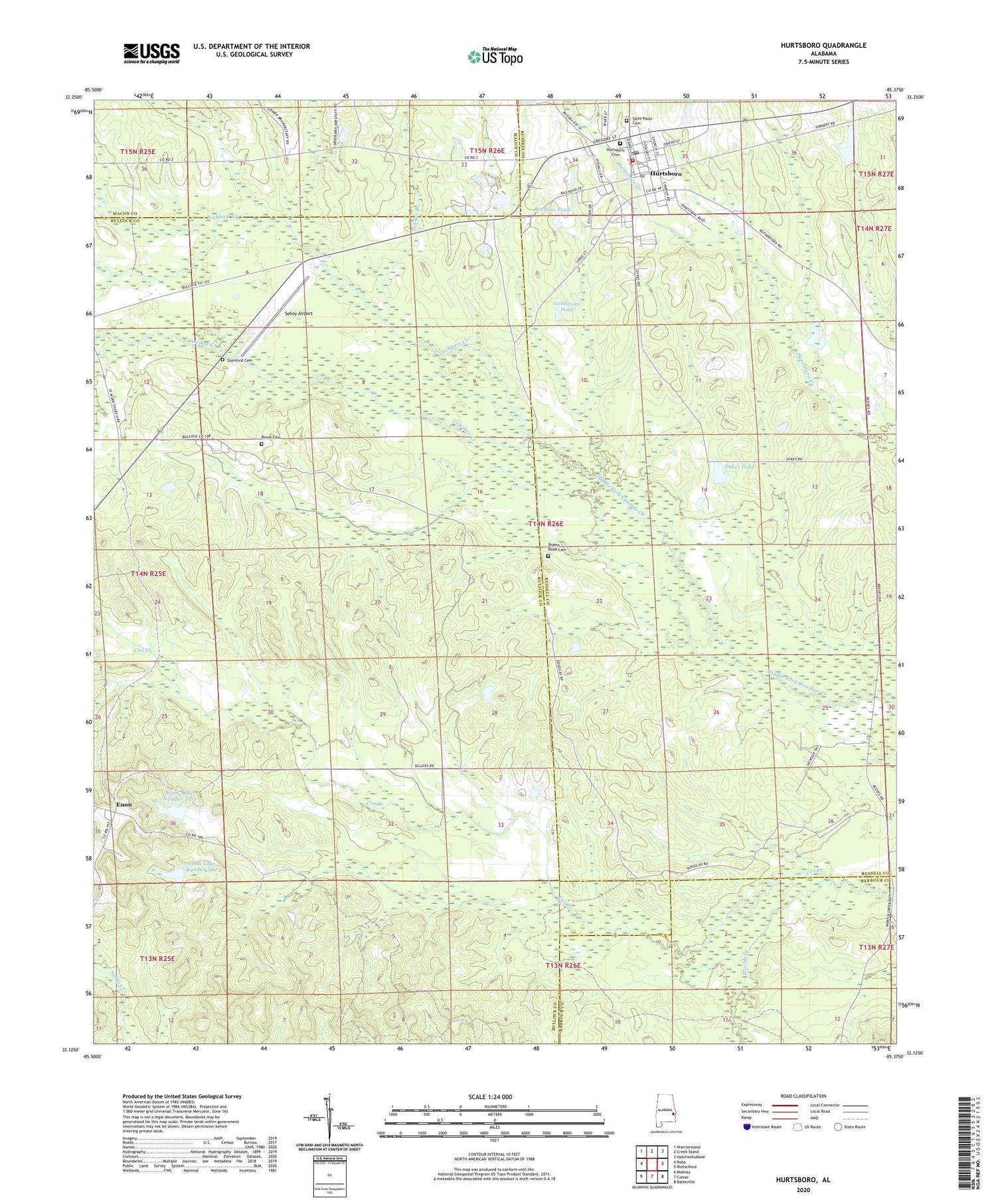 Hurtsboro Alabama US Topo Map Image