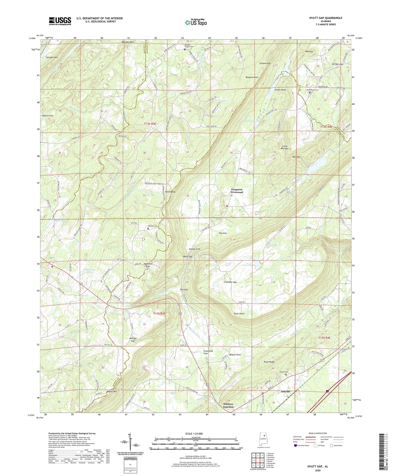 Hyatt Gap Alabama US Topo Map Image