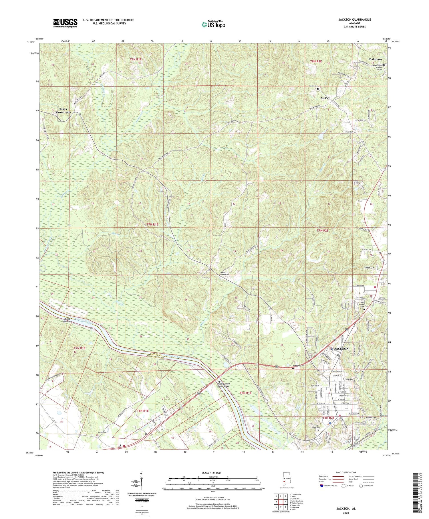 Jackson Alabama US Topo Map Image